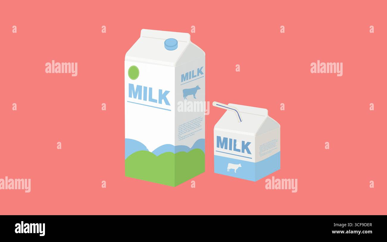 Set di icone del contenitore del latte. Colore modificabile con isolamento vettoriale semplice set illustrativo di una scatola del latte Illustrazione Vettoriale