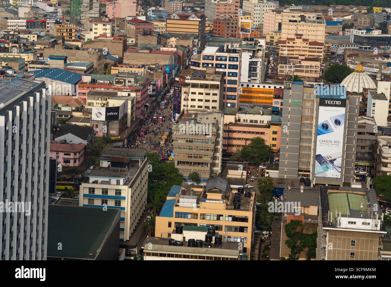 Veduta aerea del quartiere centrale degli affari di Nairobi, Kenya Foto Stock