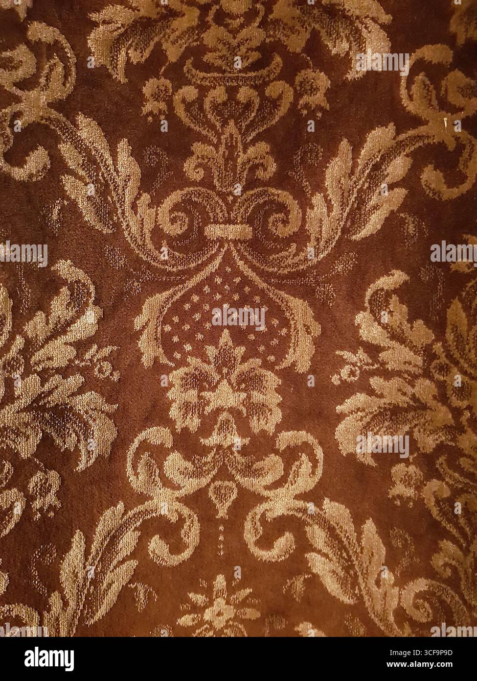 Dettagli di un arazzo decorativo medievale. Foto Stock