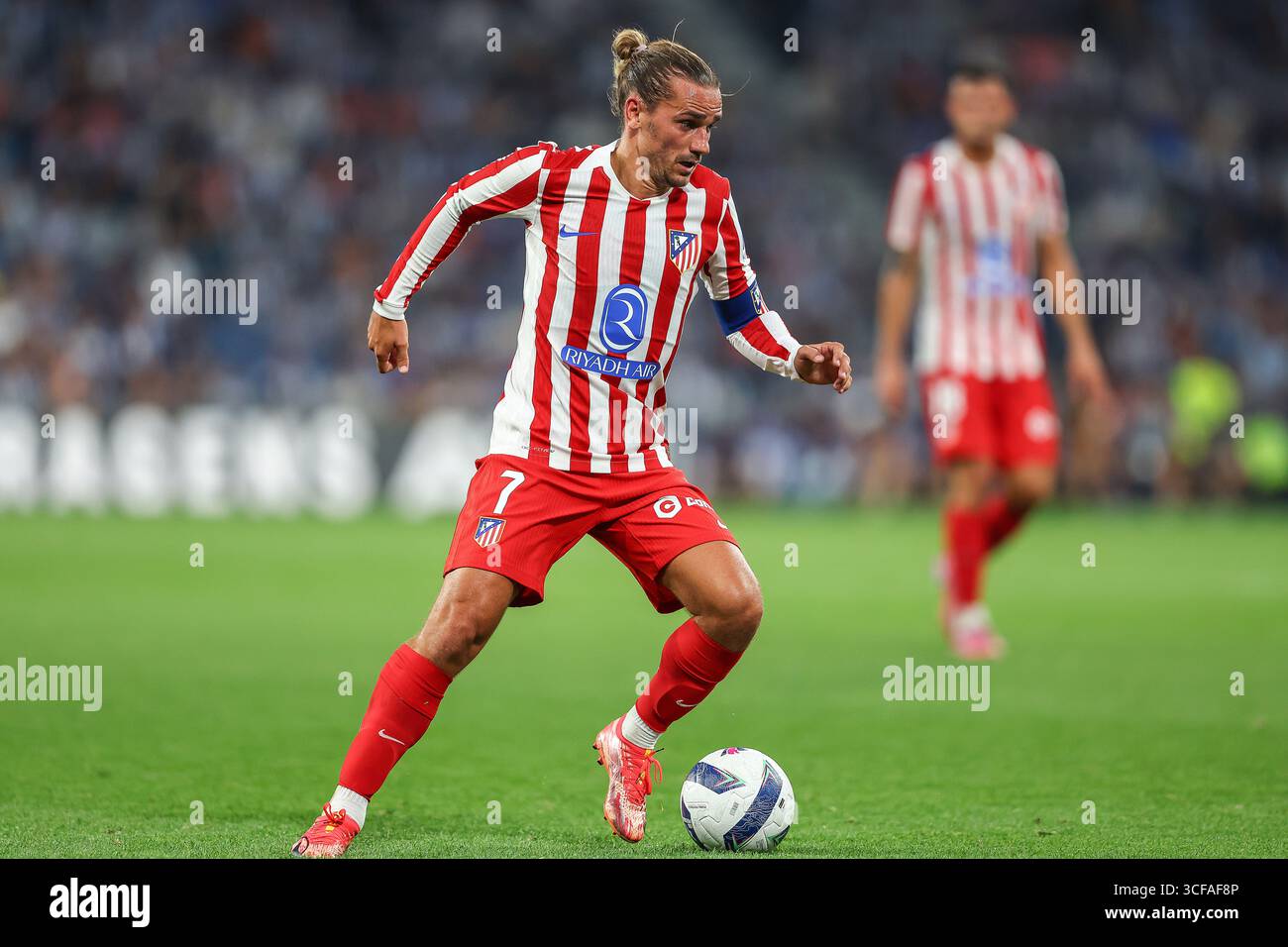 Dragon Stadium, Oporto, Portogallo. 3 agosto 2025. Nella foto da sinistra a destra, Antoine Griezmann al FC Porto vs Atlético de Madrid. Credito: Victor Sous Foto Stock