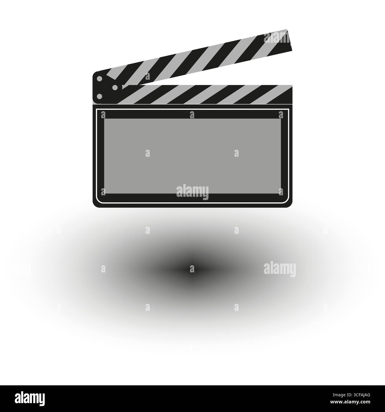 Icona pellicola clapperboard. Simbolo di produzione del filmato. Cinema Slate Vector. Apparecchiature di videoregistrazione. Illustrazione Vettoriale