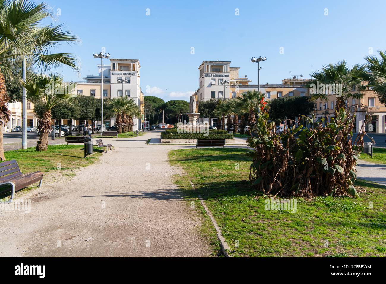 Piazza della Libertà, piazza storica di Latina, Italia Foto Stock