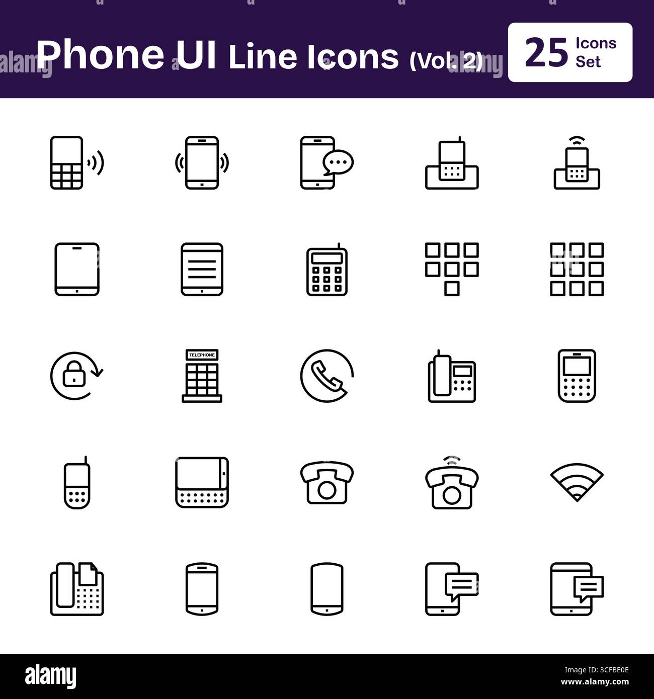 Icone linea UI telefono (Vol. 2) Illustrazione Vettoriale
