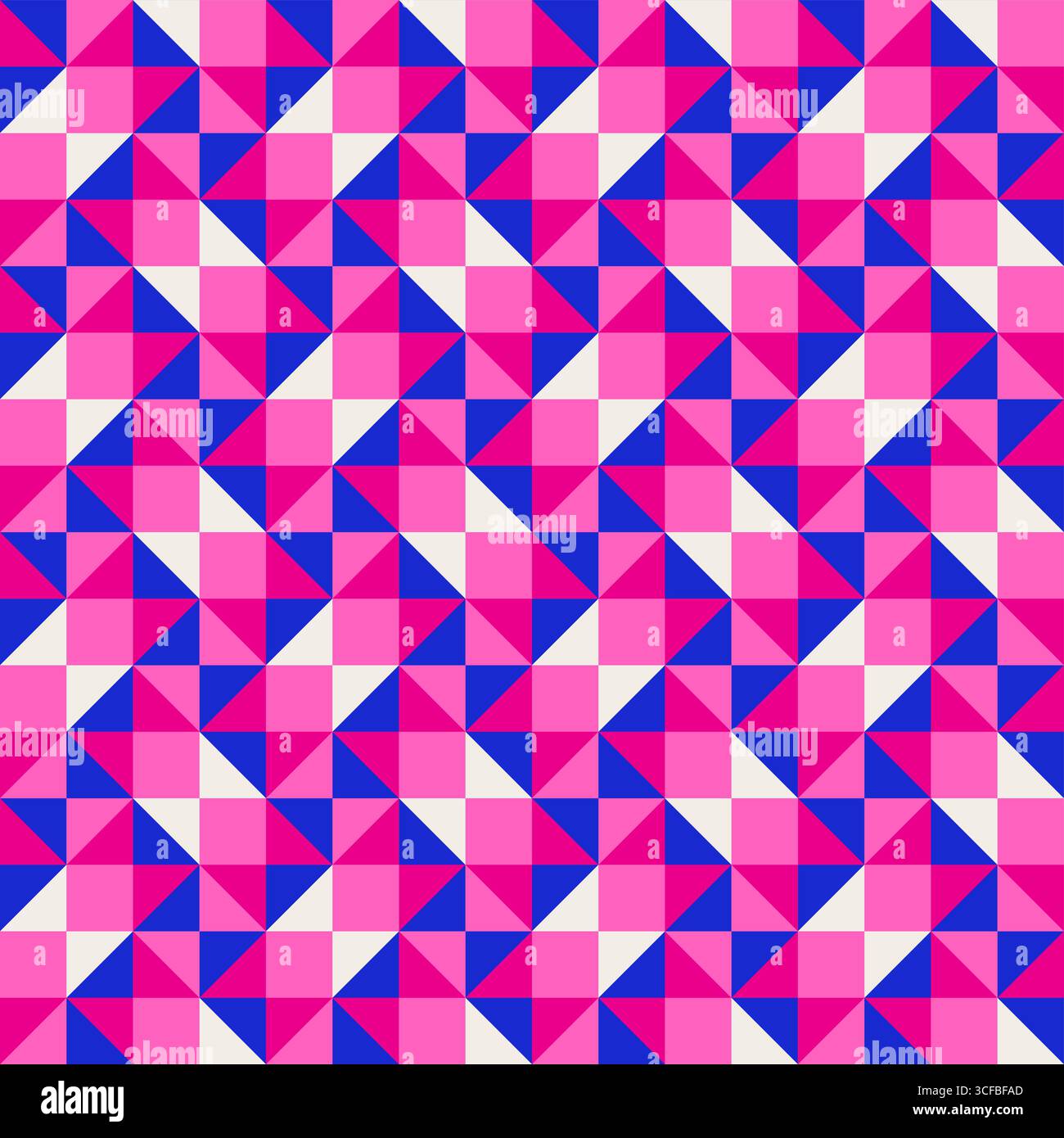 Quilt geometrica astratta brillante e vivace motivo vettoriale senza cuciture, blocco di colori. Sfondo patchwork colorato geometrico ad alto contrasto. Fucsia rosa Illustrazione Vettoriale