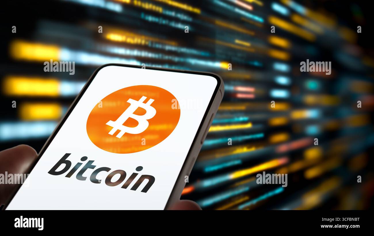 Bitcoin - il futuro della moneta digitale decentralizzata Foto Stock