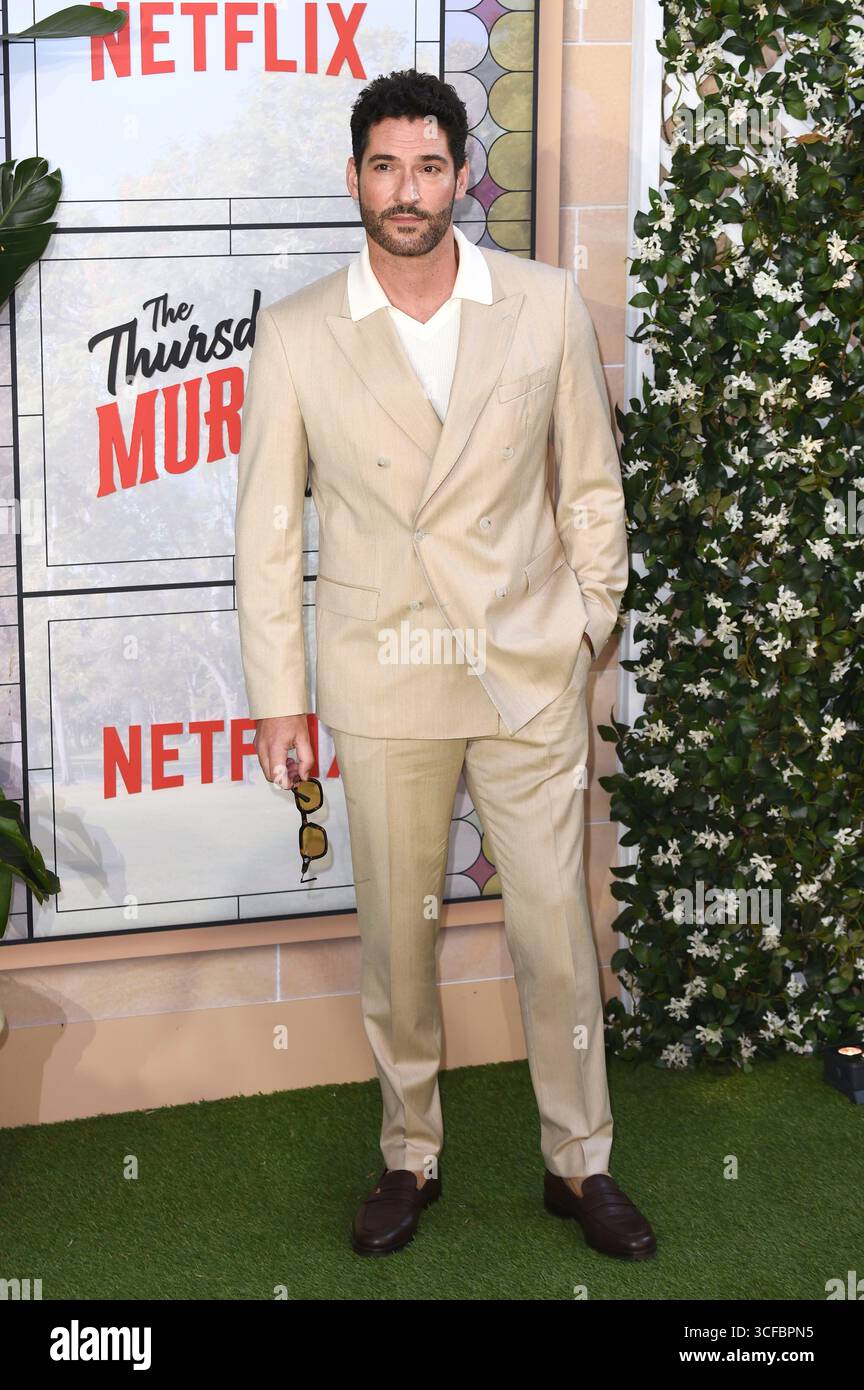 Tom Ellis bei der Premiere des Netflix Films "The Thursday Murder Club" in Cineworld Leicester Square. Londra, 21.08.2025 Foto Stock