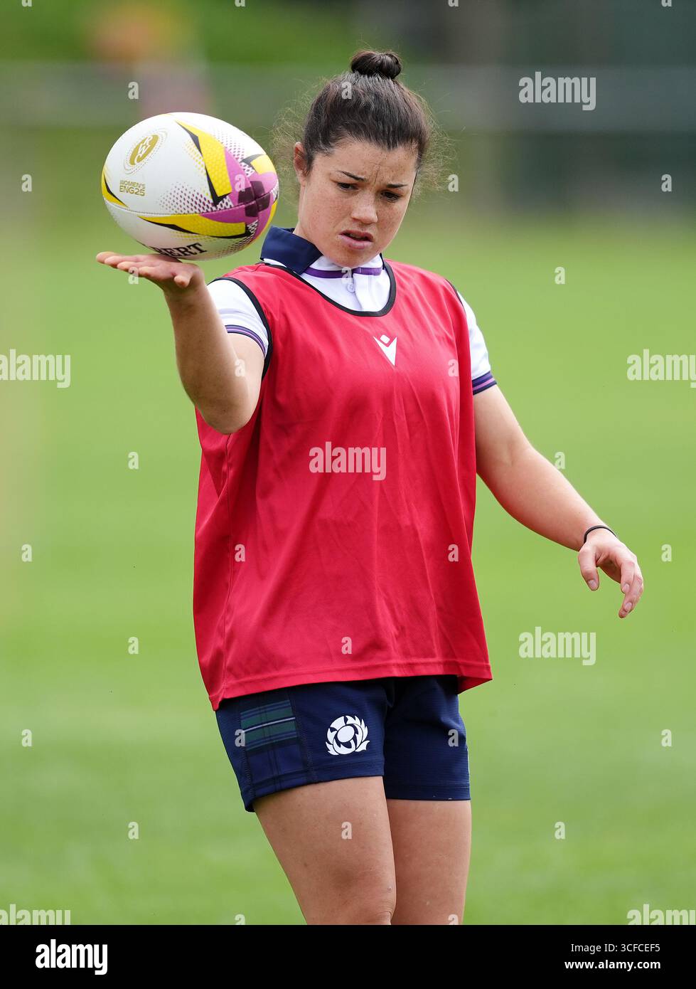 Caity Mattinson della Scozia durante una corsa a squadre al Manchester Rugby Club. Data foto: Venerdì 22 agosto 2025. Foto Stock