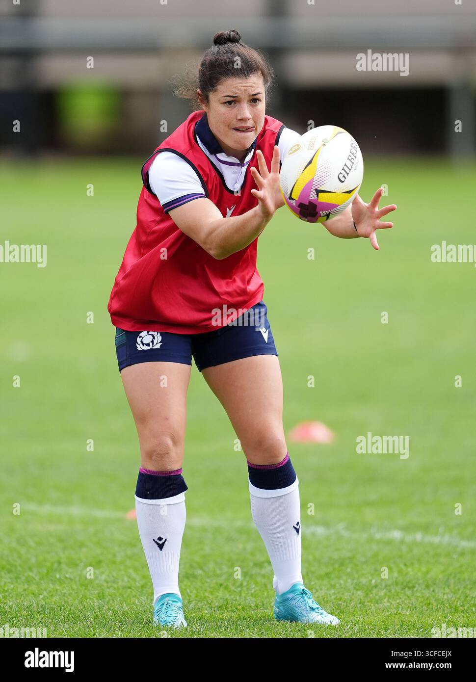 Caity Mattinson della Scozia durante una corsa a squadre al Manchester Rugby Club. Data foto: Venerdì 22 agosto 2025. Foto Stock