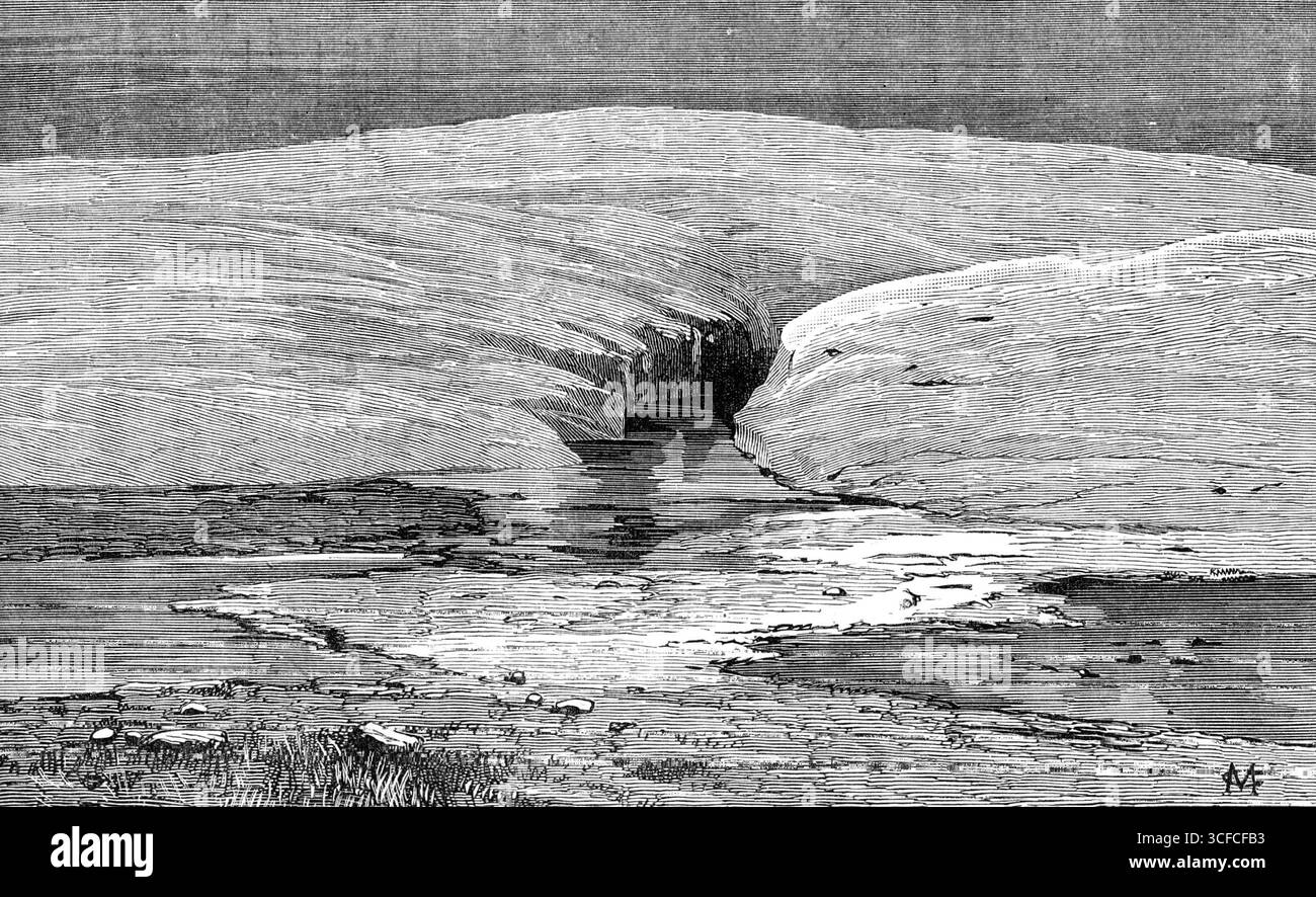 The American Franklin Search Expedition - a Summer view in the Arctic Land, 20 agosto 1878, (1881). Alcune illustrazioni aggiuntive di questo arduo viaggio e soggiorno di una festa esplorativa nelle regioni artiche, dagli schizzi del signor H. W. Klutschak... sono incise per l'attuale numero del nostro Journal. La spedizione [fu] allestita dalla New York Geographical Society...la sua slitta via terra che viaggiava, dalla costa settentrionale della Baia di Hudson allo stretto di Simpson, e attraverso lo stretto fino alla Terra di Re Guglielmo, con il lungo soggiorno in quel paese desolato, occupò undici mesi, tra cui Foto Stock