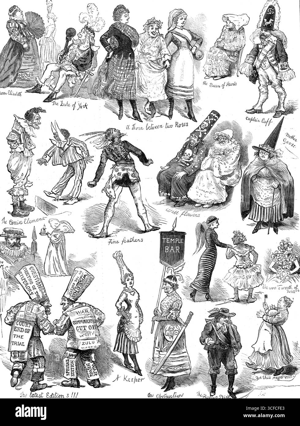 Ballo di lusso al Brookwood Surrey Lunatic Asylum, 1881. "Una piacevole caratteristica della vita al manicomio... è il ballo di fantasia che il dottor Brushfield e i suoi assistenti si alzano, così come intrattenimenti teatrali e musicali, per permettere ai pazienti una serata di piacere sociale... Dr Brushfield stesso apparve come Maestro Walter, nell'opera teatrale "il gobbo"; i suoi assistenti, il dottor Barton e il dottor Moody, figuravano rispettivamente come il Duca di Marlborough e un guerriero giapponese...la maggior parte delle persone, i cui abiti eleganti sono mostrati, sono pazienti del manicomio...il lettore lo osserverà Foto Stock