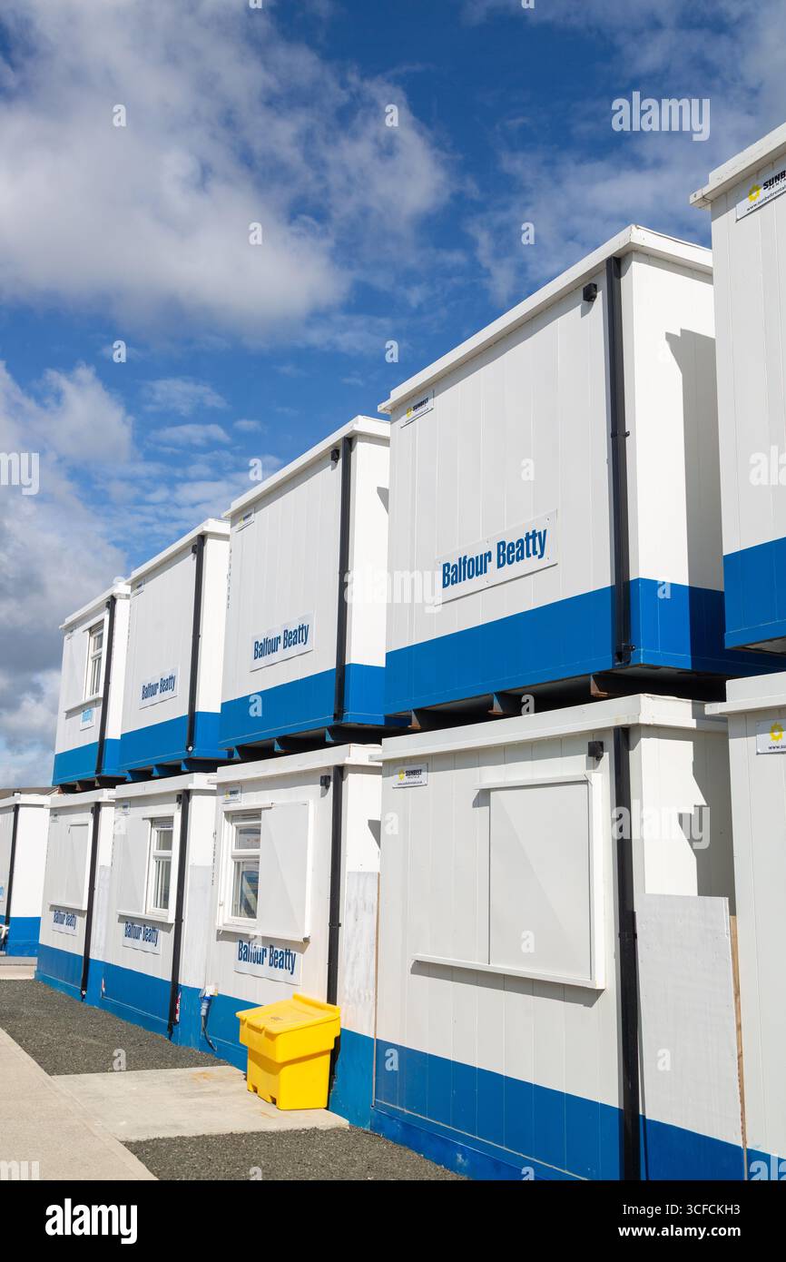 Una pila di S in un cantiere Balfour Beatty in Scozia Foto Stock