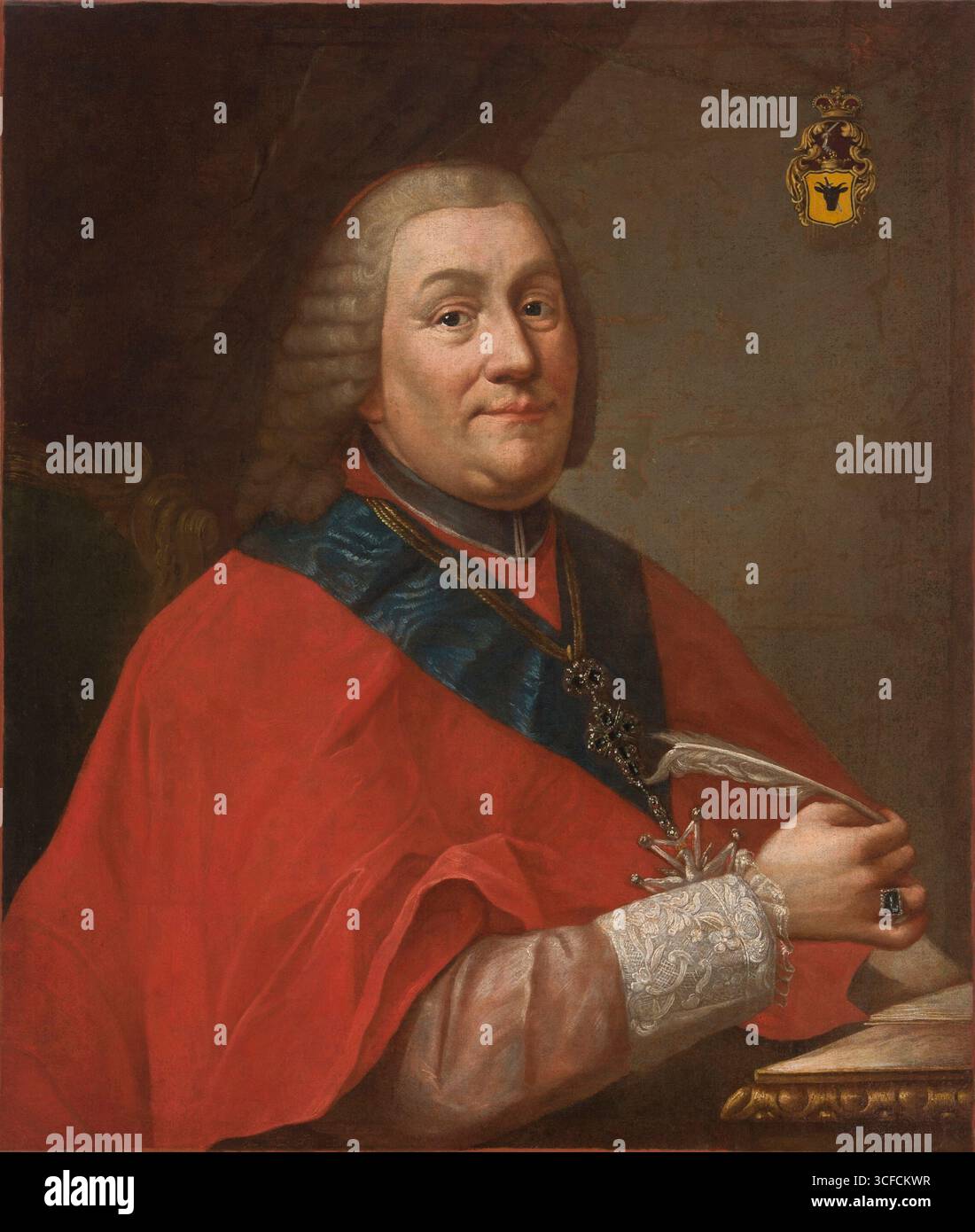 Ritratto di Wladyslaw Lubienski (1703-1767), arcivescovo di Gniezno e primate di Polonia nel 1763. Arcivescovo di Leopoli, abate di Paradyski e Tyniec nel 1760, canonico di Gniezno. Scolastico del capitolo della cattedrale di Cracovia negli anni 1730-1758, custode del capitolo collegiale Sandomierz negli anni 1752-1759, parroco-prelato a Lask. 1758-1767. Foto Stock