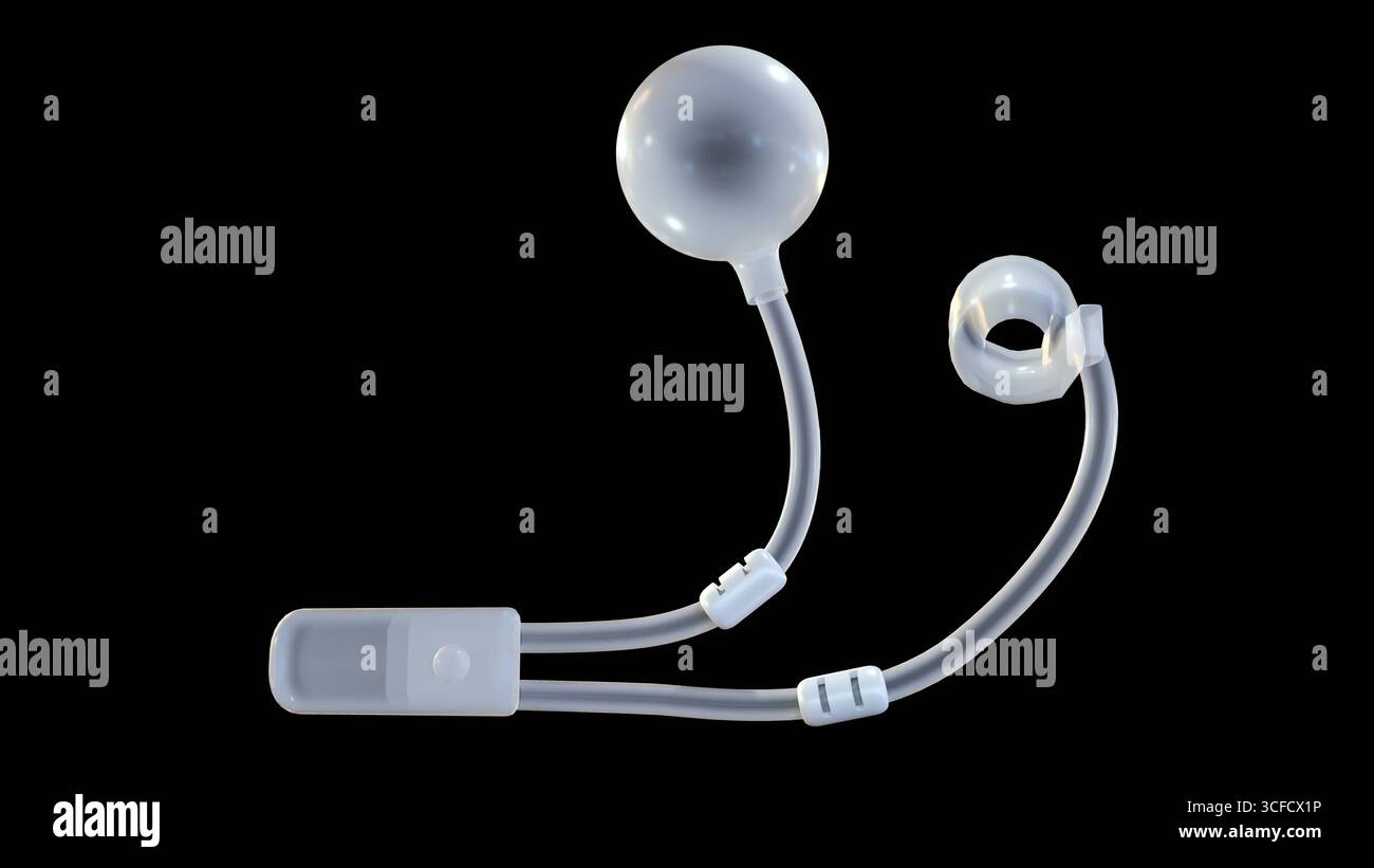 Rendering 3d dello sfintere urinario artificiale (AUS). Si tratta di un dispositivo medico impiantato chirurgicamente usato per trattare l'incontinenza urinaria da stress grave. Foto Stock