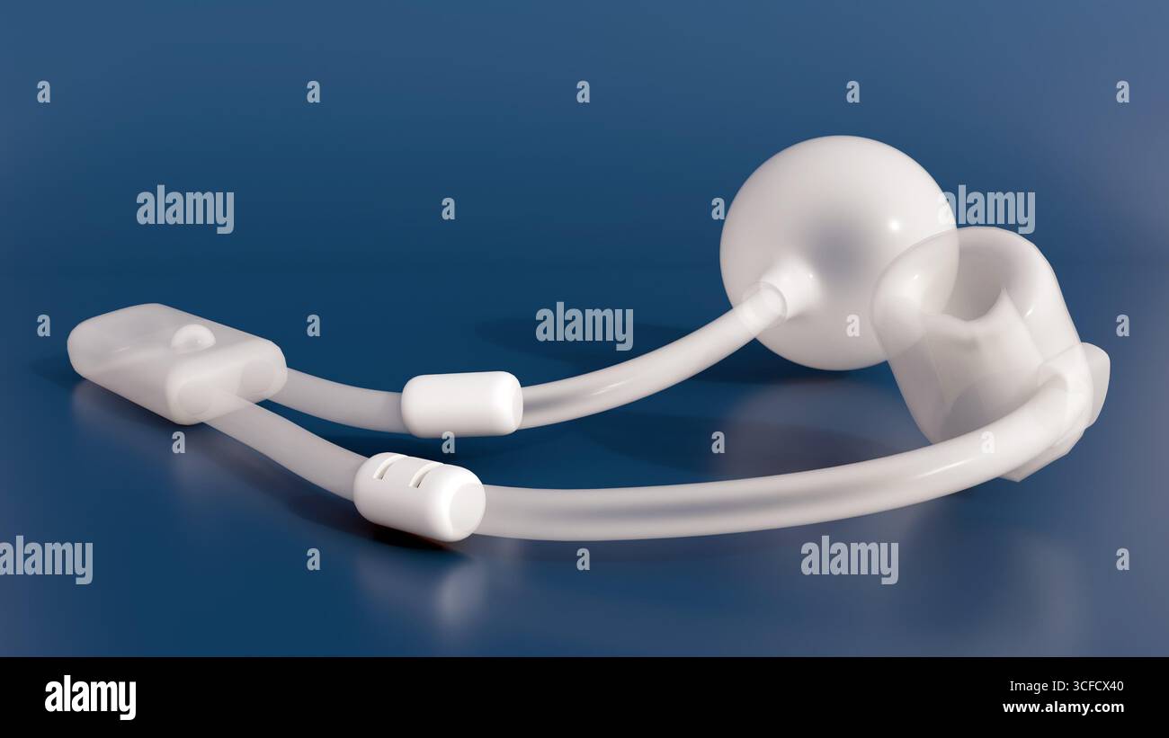 Rendering 3d dello sfintere urinario artificiale (AUS). Si tratta di un dispositivo medico impiantato chirurgicamente usato per trattare l'incontinenza urinaria da stress grave. Foto Stock