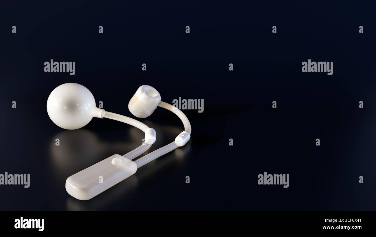 Rendering 3d dello sfintere urinario artificiale (AUS). Si tratta di un dispositivo medico impiantato chirurgicamente usato per trattare l'incontinenza urinaria da stress grave. Foto Stock