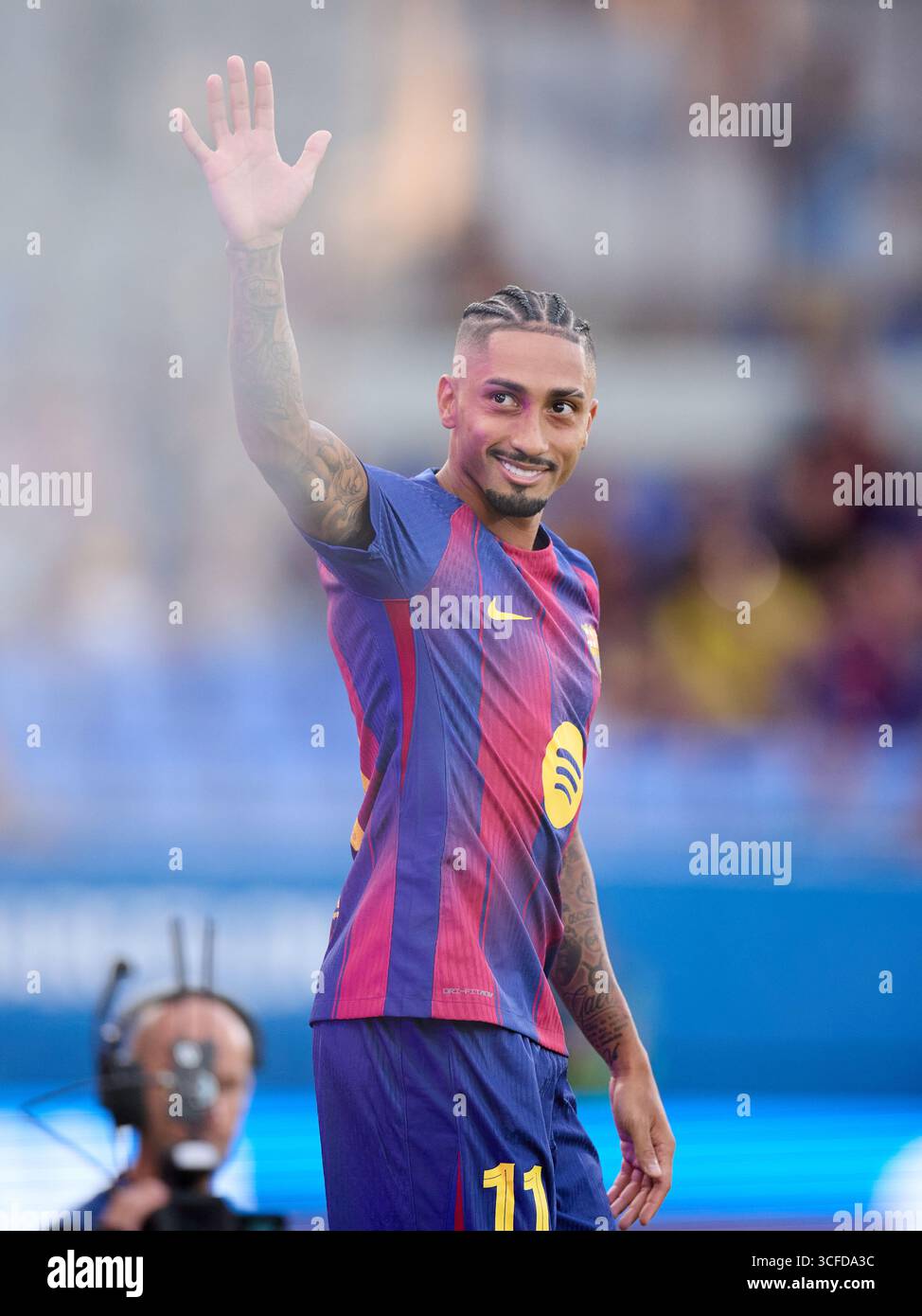 Raphinha del FC Barcelona durante il Joan Gamper Trophy match tra FC Barcelona e Como1907 all'Estadi Johan Cruyff il 10 agosto 2025 a Barcellona, Foto Stock