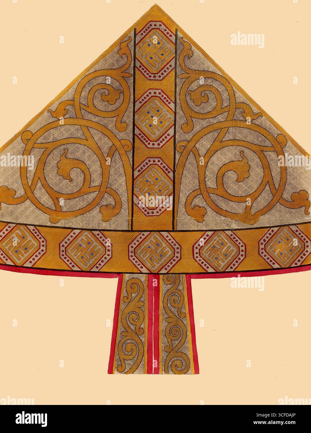 La mitra di Tommaso a Becket - la guerra diretta tra chiesa e stato in Inghilterra durò più di due secoli e, durante questo lungo periodo, la persona più straordinaria tra i grandi campioni della chiesa, nelle sue pretese al potere civile, fu Thomas Becket, arcivescovo di Canterbury, di cui un notevole memoriale è conservato nella serie di paramenti rappresentati in questa e in altre tavole. Thomas Becket nacque a Londra intorno al 1117, durante la festa di San Tommaso. Mentre era in Francia, Becket risiedette prima a Sens, dove partecipò per un breve periodo al papa, e poi all'abbazia di Pont Foto Stock