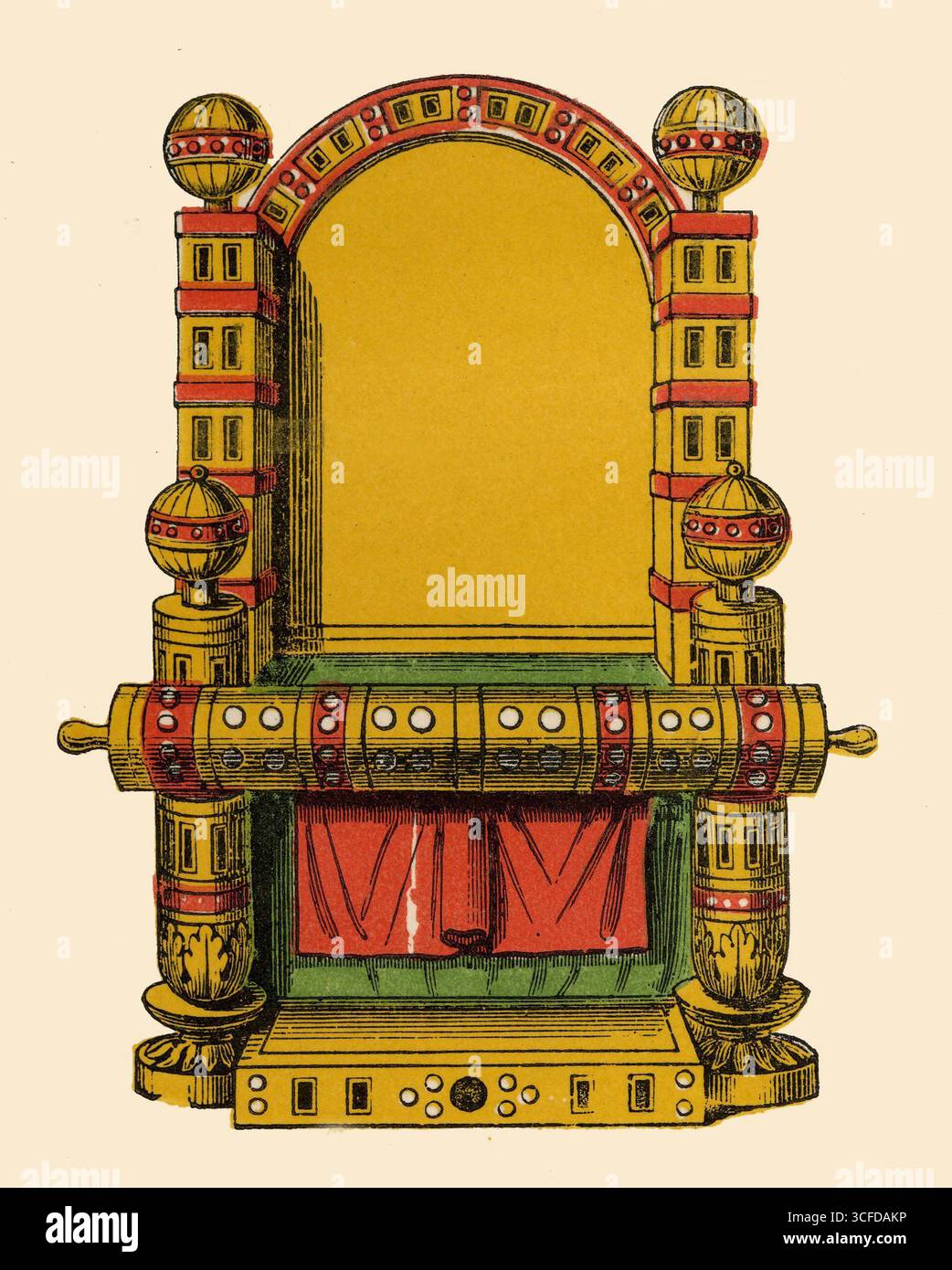 Non sembra che in anglosassone ci sia una parola per esprimere il nostro presidente nazionale. Il nome sgabello (scamel) e sedile (setl) sono stati applicati ai posti della cerimonia, come si trovano spesso nei primi manoscritti miniati occupati da re o vescovi. Le sedi dell'uomo islandese degli scacchi del XII secolo hanno una quasi somiglianza nella forma alle nostre sedie. Questo particolare taglio rappresenta un trono di stato, ed è preso da una MS della Biblioteca reale di Parigi che si dice sia del IX secolo Foto Stock