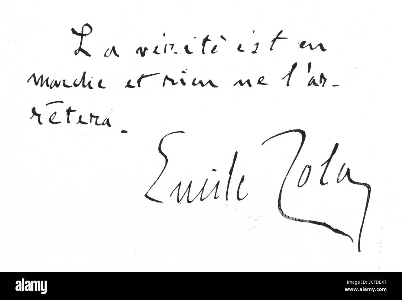 Il processo Dreyfus - Alfred Dreyfus (9 ottobre 1859 - 12 luglio 1935) - condannato per aver fornito informazioni politiche nel 1894, ma nel 1896 il vero colpevole fu identificato - un maggiore dell'esercito francese di nome Ferdinand Walsin Esterhazy, che è stato assolto all'unanimità ma alla fine esposto in gran parte a causa dell'intervento pubblico del giornalista e romanziere francese Emile Zola che ha pubblicato una lettera aperta il 13 gennaio 1898 intitolata J'accuse in difesa del capitano Dreyfus - photyo mostra la scrittura a mano firmata da Emile Zola Foto Stock