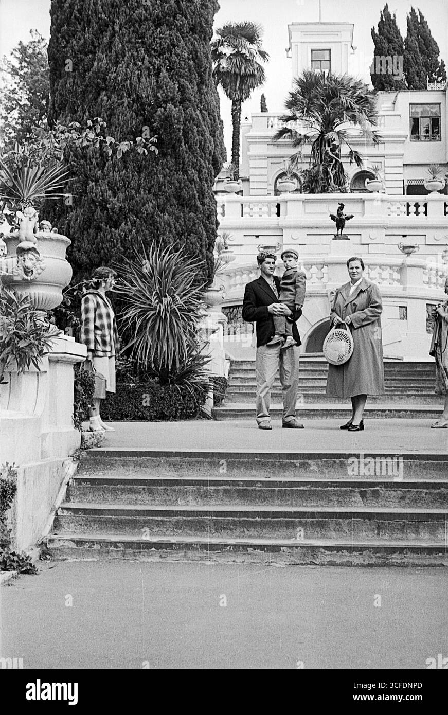 Sochi, URSS - 1 settembre 1957: Scalinata principale nell'Arboretum Park Foto Stock