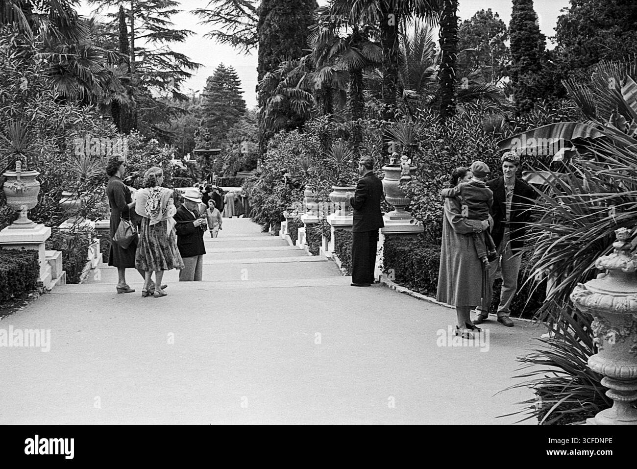 Sochi, URSS - 1 settembre 1957: Scalinata principale nell'Arboretum Park Foto Stock