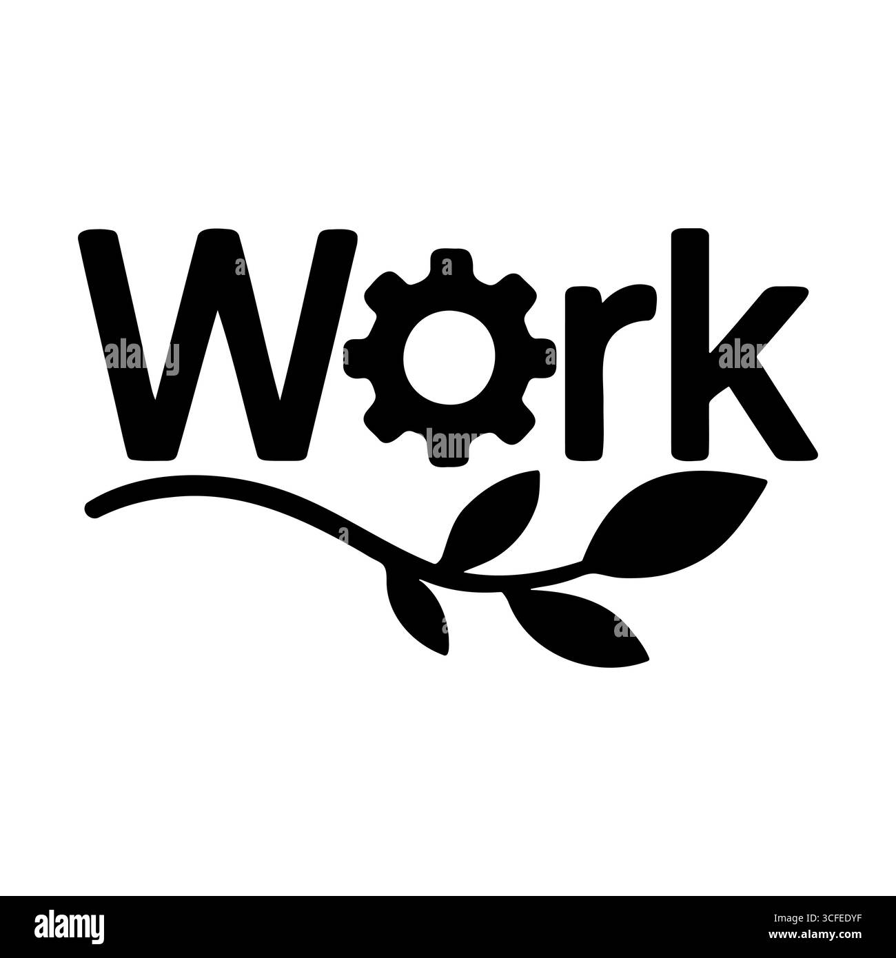 Icona Eco Work, logo Gear & Leaf per un'azienda sostenibile Illustrazione Vettoriale