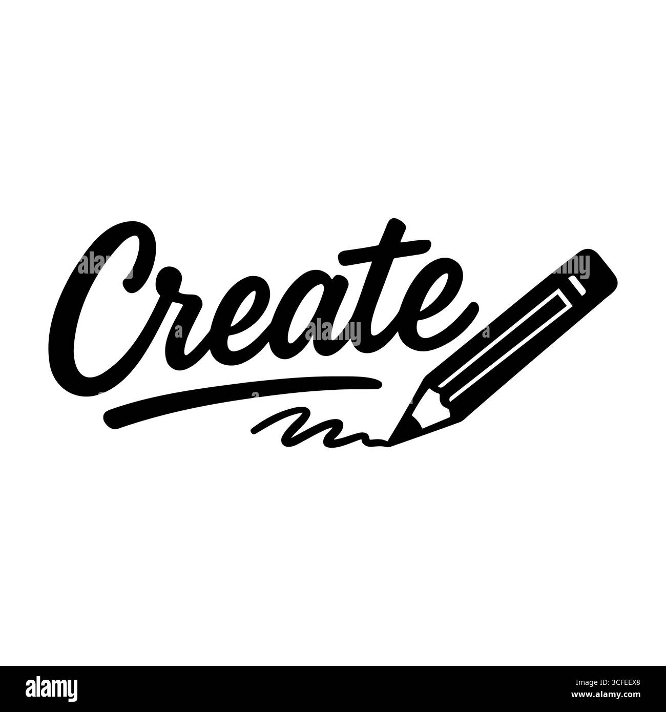 Icona di scrittura creativa con matita per design, arte e creazione di contenuti Illustrazione Vettoriale