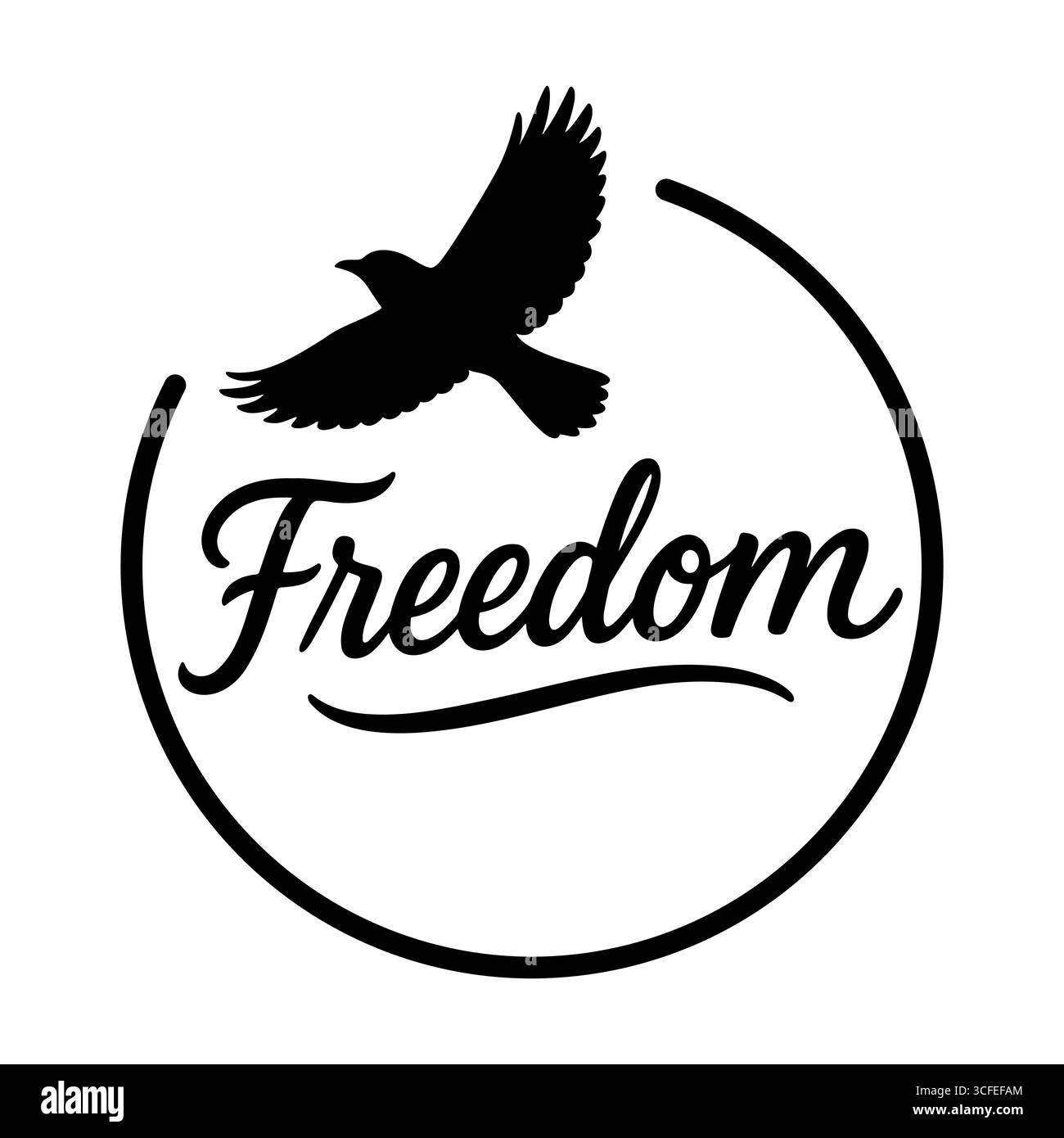 Logo Freedom Bird, emblema circolare minimo vettoriale per branding, stampa e Web Illustrazione Vettoriale