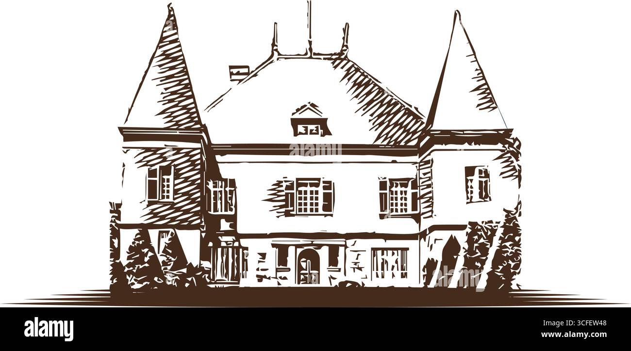 Design con logo a forma di castello casuale Illustrazione Vettoriale