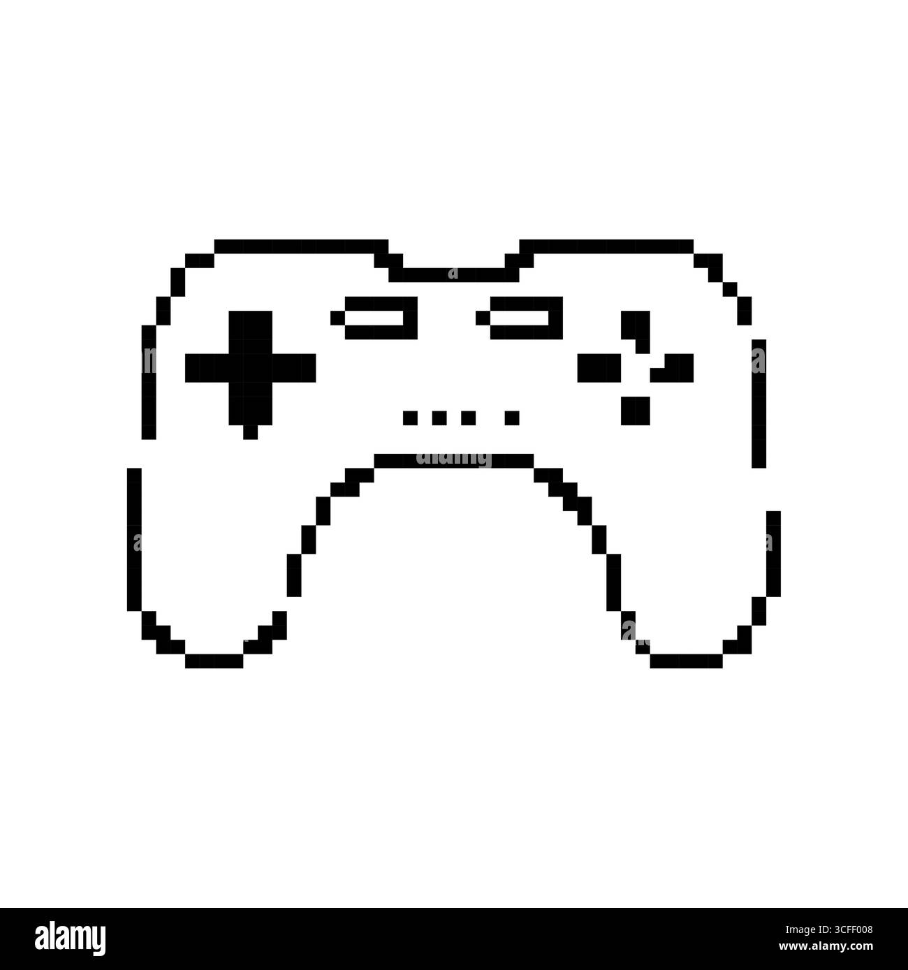 Controller per grafica pixel mosaico con stile retrò a 8 bit, caratterizzato da un iconico design gamepad Illustrazione Vettoriale