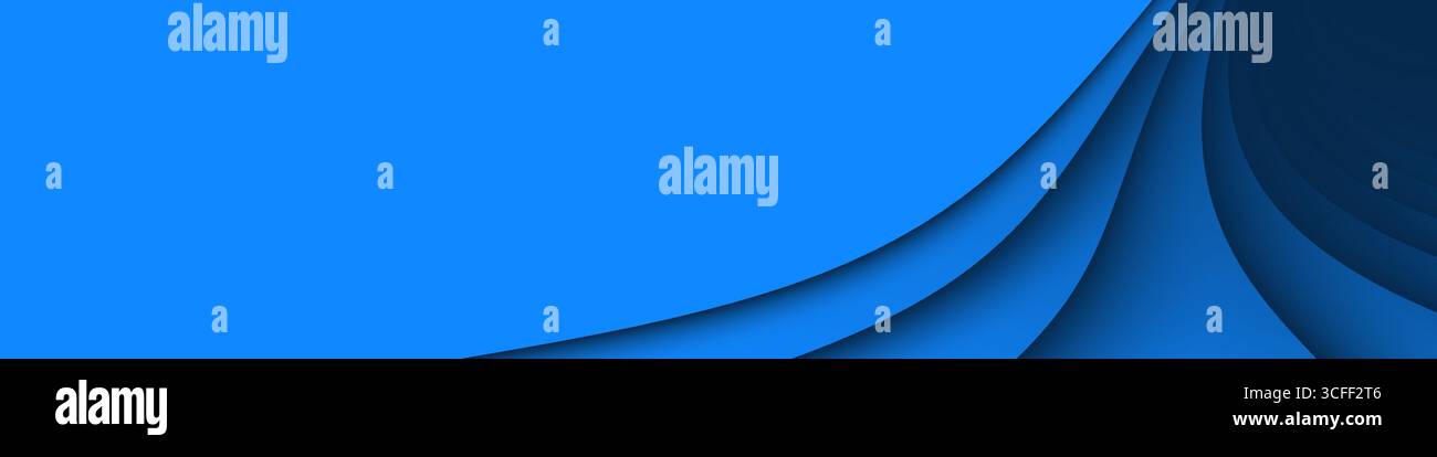 Banner astratto blu azzurro con texture ondulata 3d e sfumature sfumate, forme curve dinamiche. Si piega con le ombre Illustrazione Vettoriale