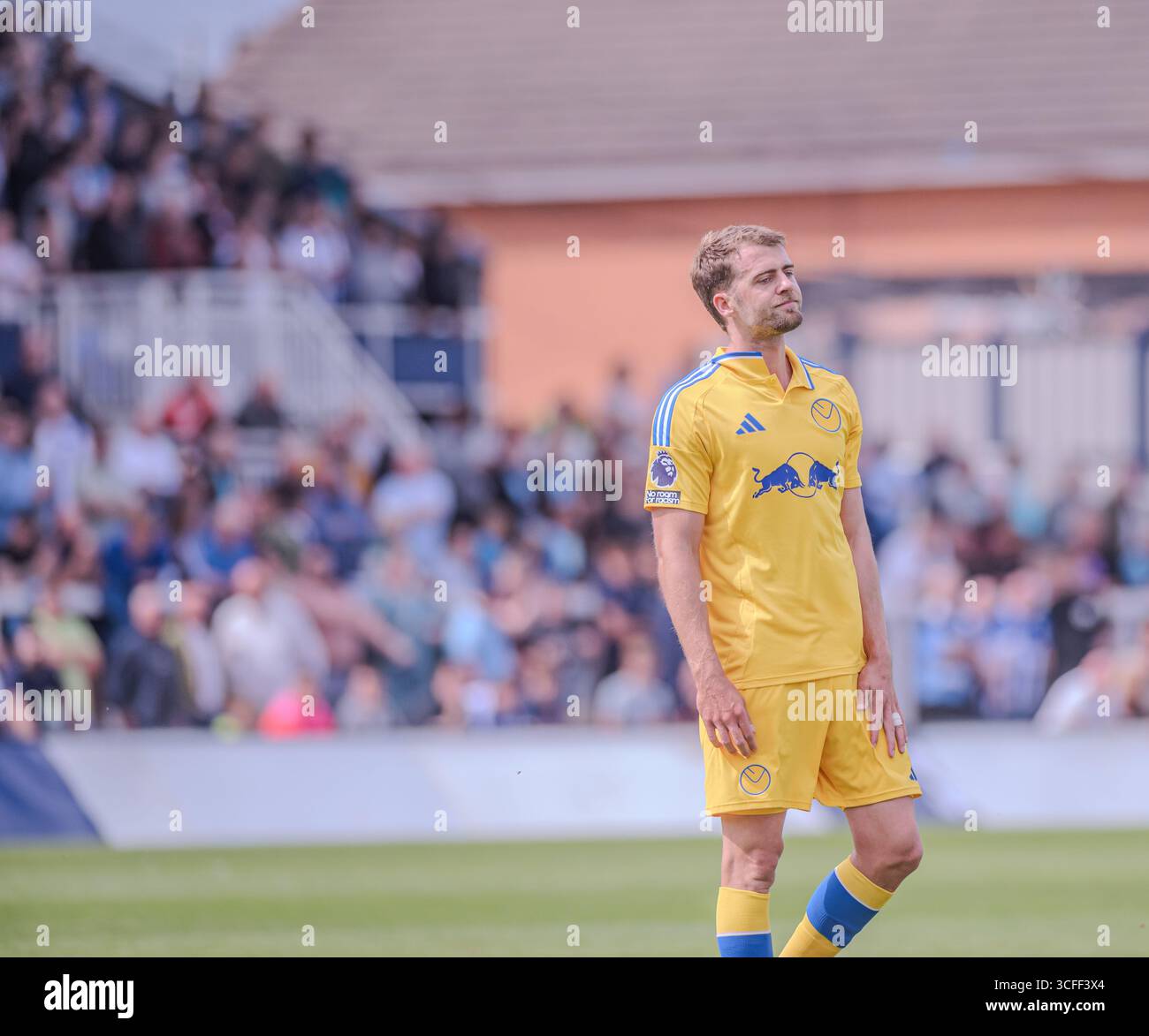 Hartlepool, Inghilterra – 26/07/25. L'attaccante del Leeds United Patrick Bamford in azione durante un'amichevole pre-stagionale contro l'Hartlepool United al Victoria Park Foto Stock