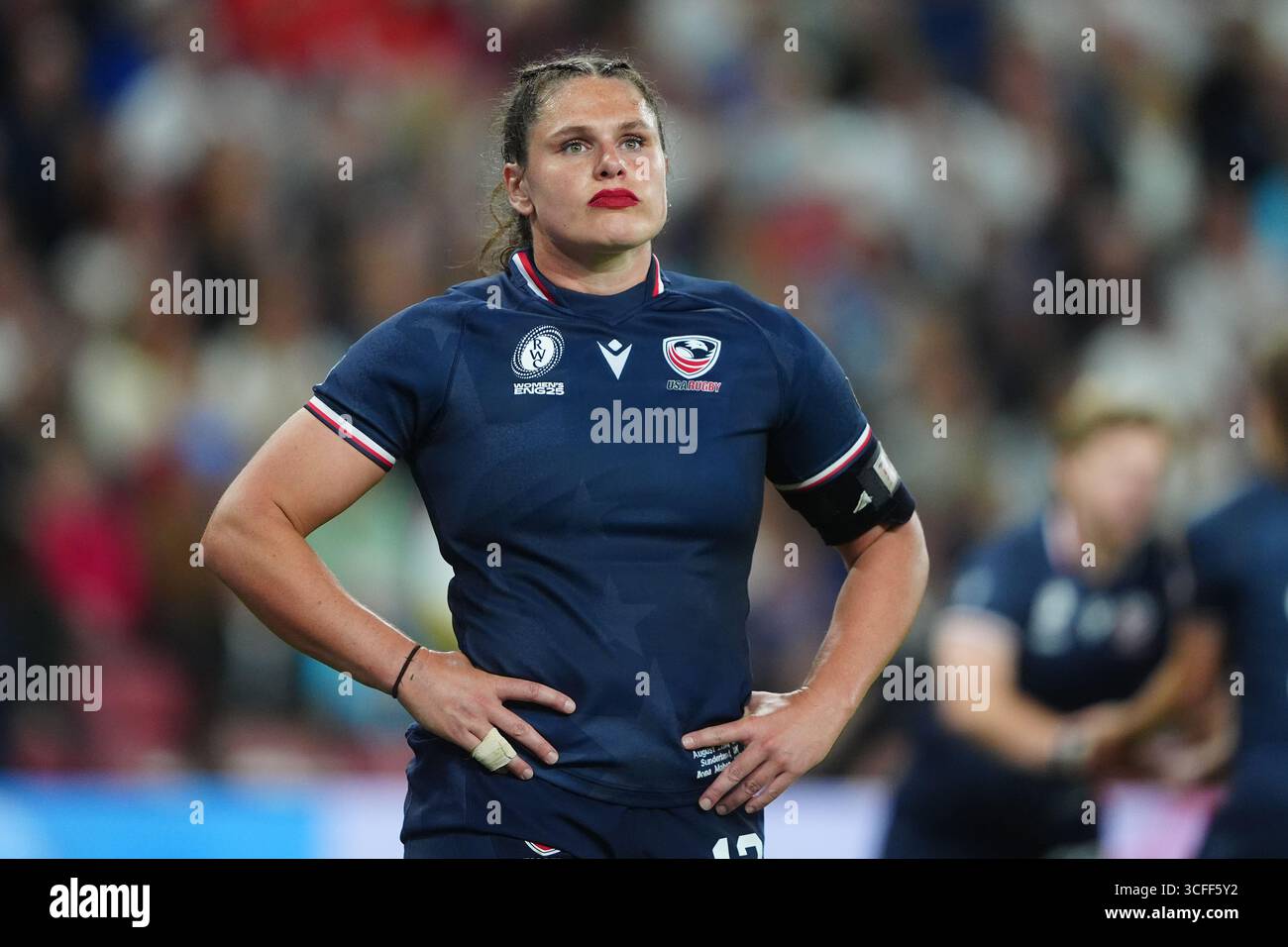 USA Ilona Maher durante la Coppa del mondo di rugby femminile 2025 Pool Una partita allo Stadium of Light di Sunderland. Data foto: Venerdì 22 agosto 2025. Foto Stock