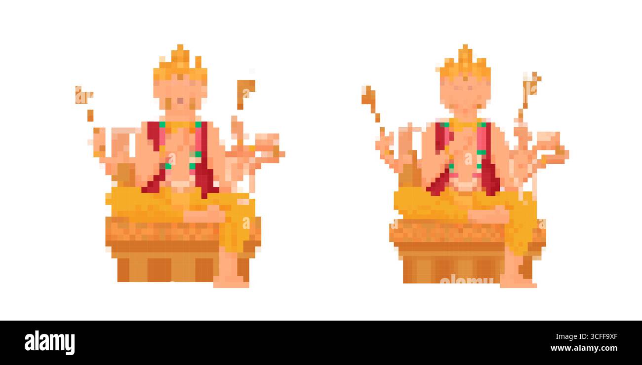 Simboli pixel ankh per il design rétro dei giochi e progetti d'arte digitale Illustrazione Vettoriale