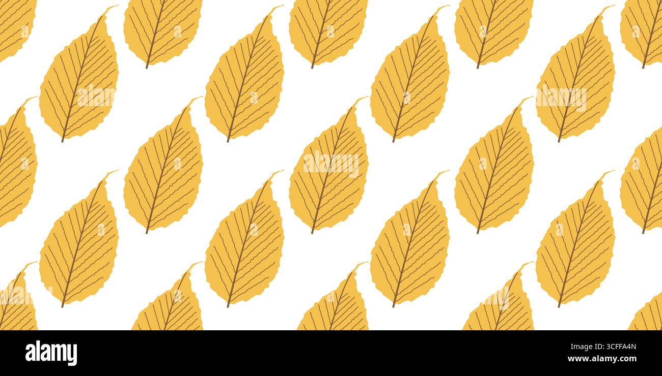 Accogliente motivo autunnale senza cuciture con foglie gialle Illustrazione Vettoriale