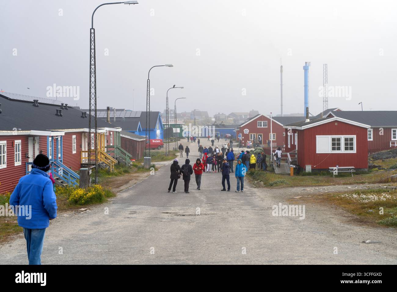 Nanortalik Street in Groenlandia. Agosto 2025. Foto Stock