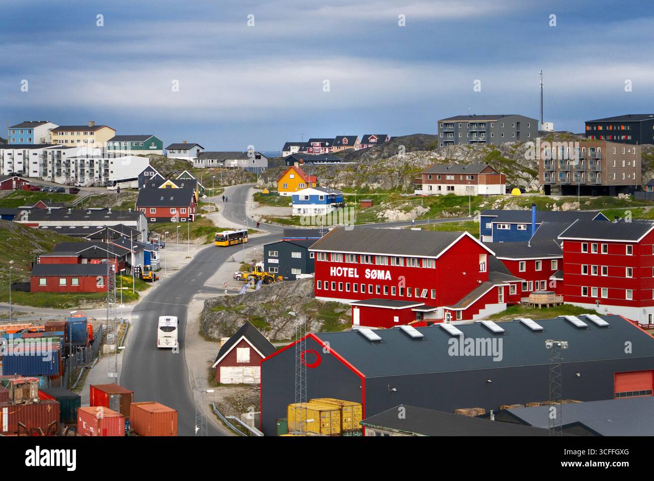 Strada per Nuuk, capitale della Groenlandia. Foto Stock