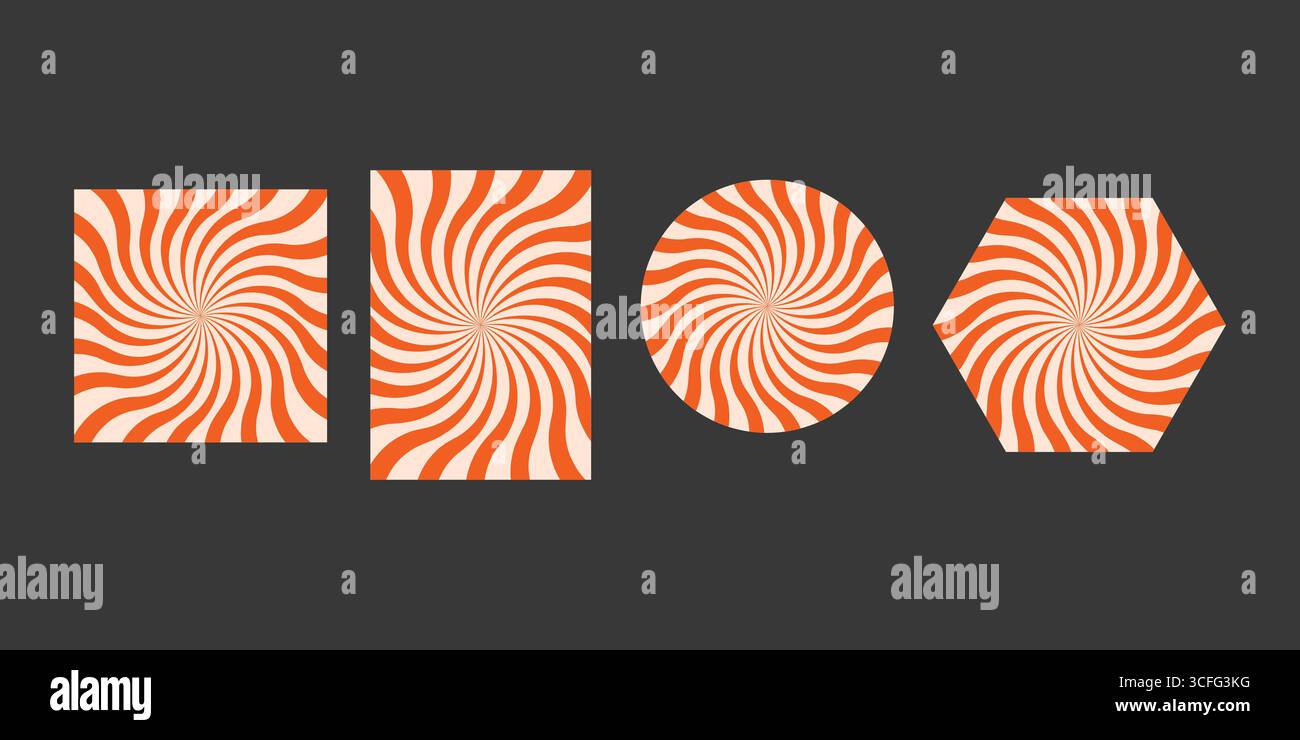 Forme geometriche astratte con motivo a turbolenza retro in arancione e crema. Illustrazione Vettoriale