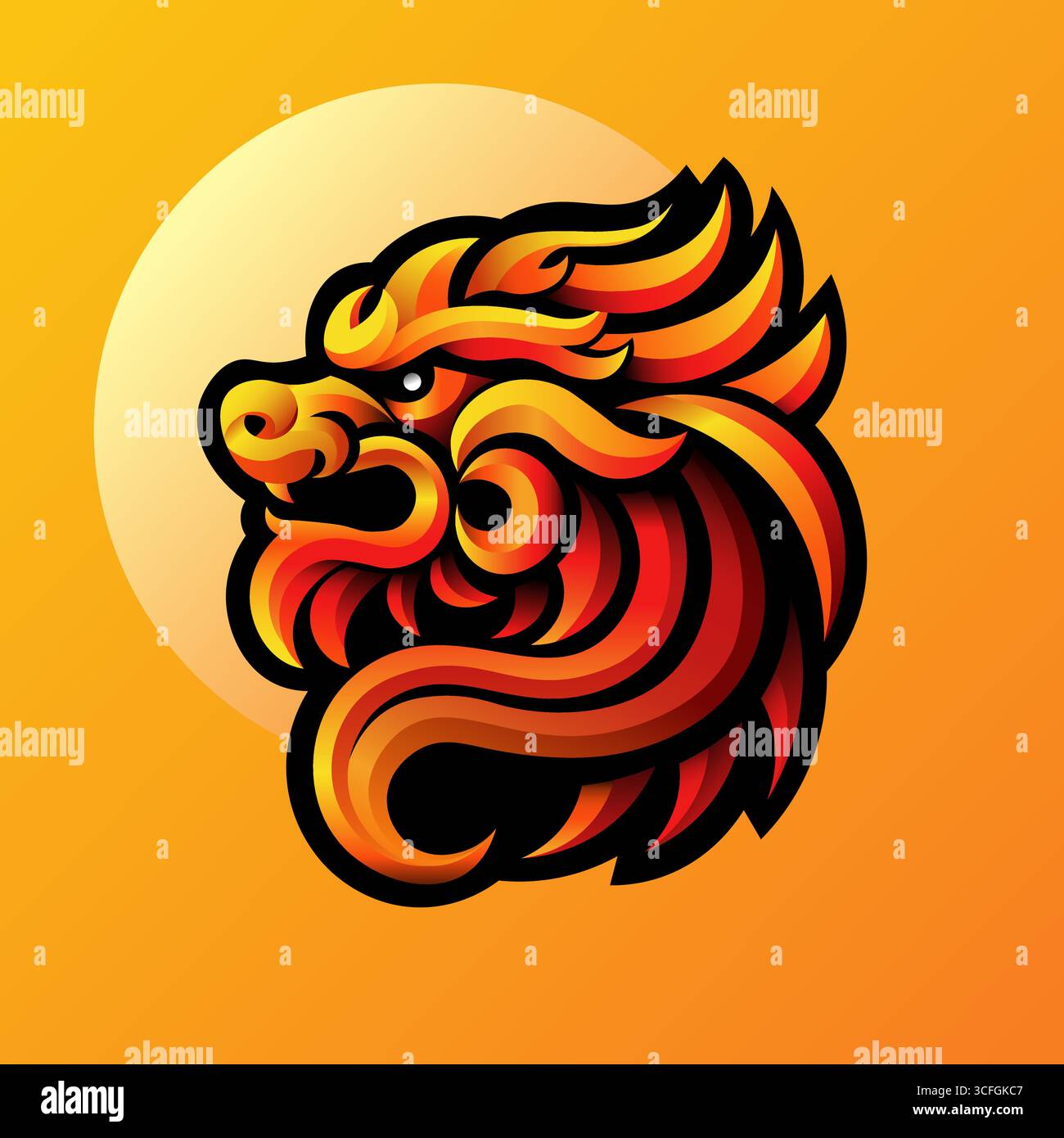 Grafica di drago orientale stilizzata nel disegno vettoriale. Perfetto per decorazioni per il Capodanno cinese, biglietti d'auguri, poster o striscioni festivi. Illustrazione Vettoriale