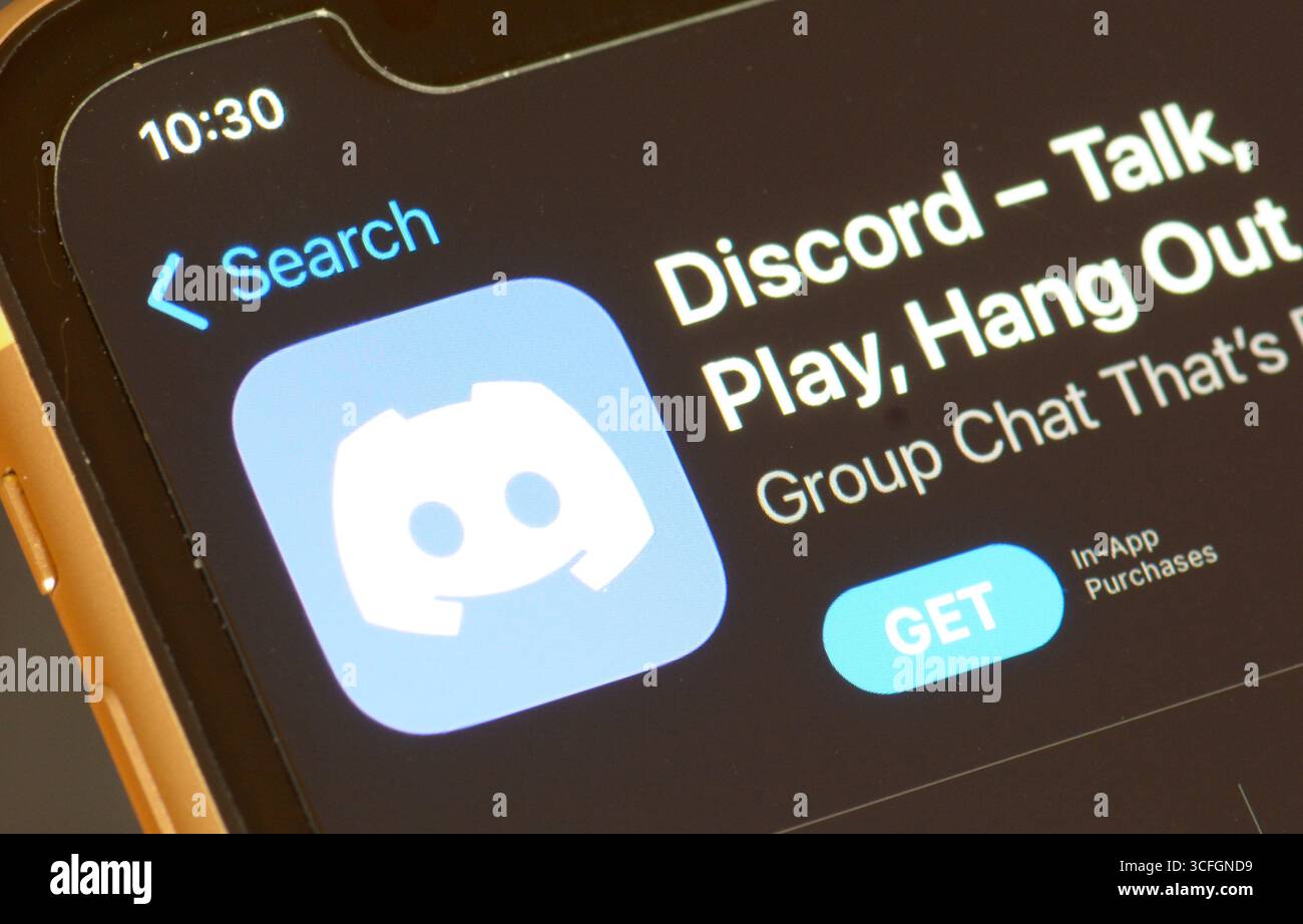 Applicazione di messaggistica istantanea Discrid e piattaforma sociale VoIP nell'App Store di Apple Foto Stock