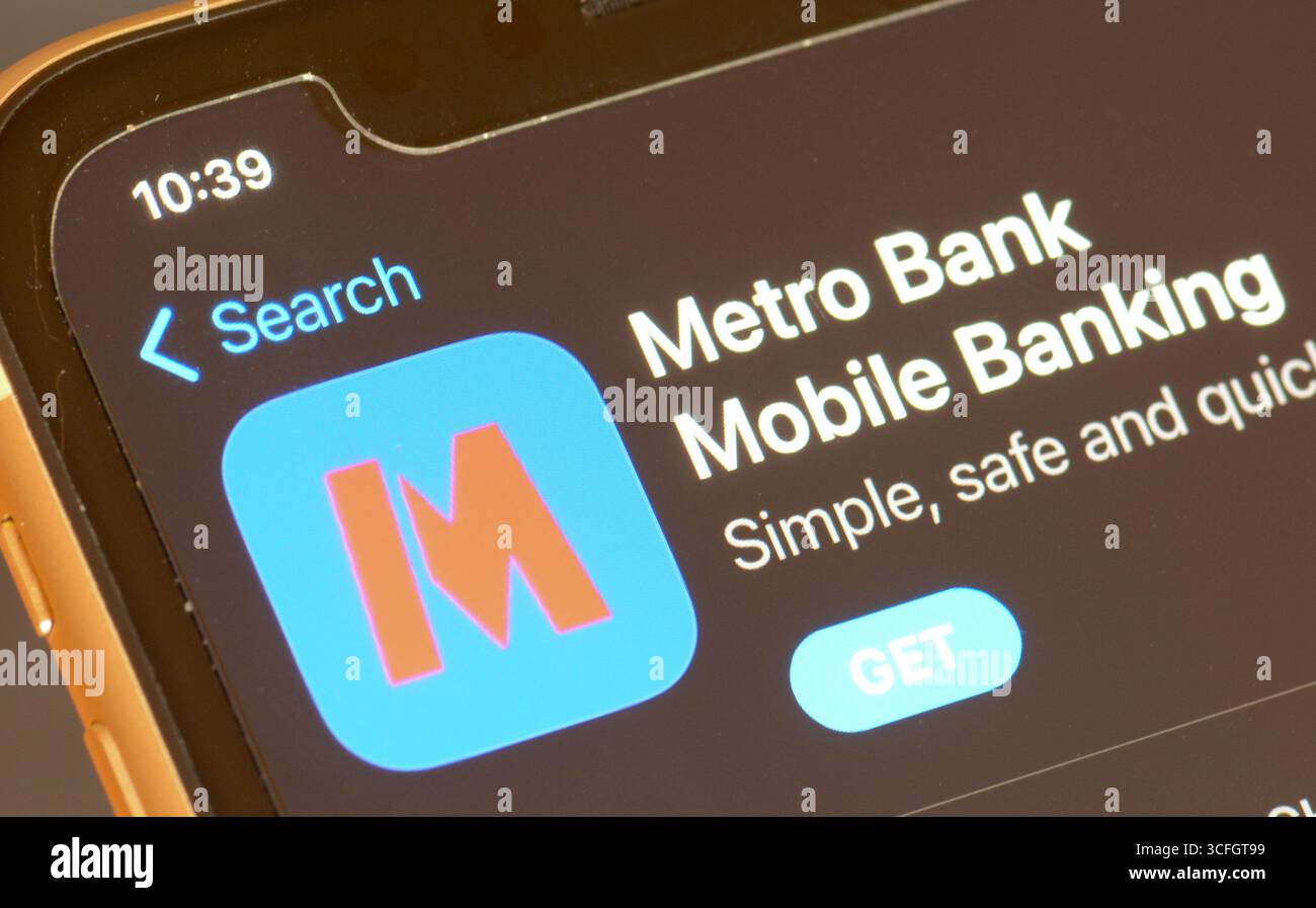 App Metro Bank Mobile Banking nell'Apple App Store Foto Stock