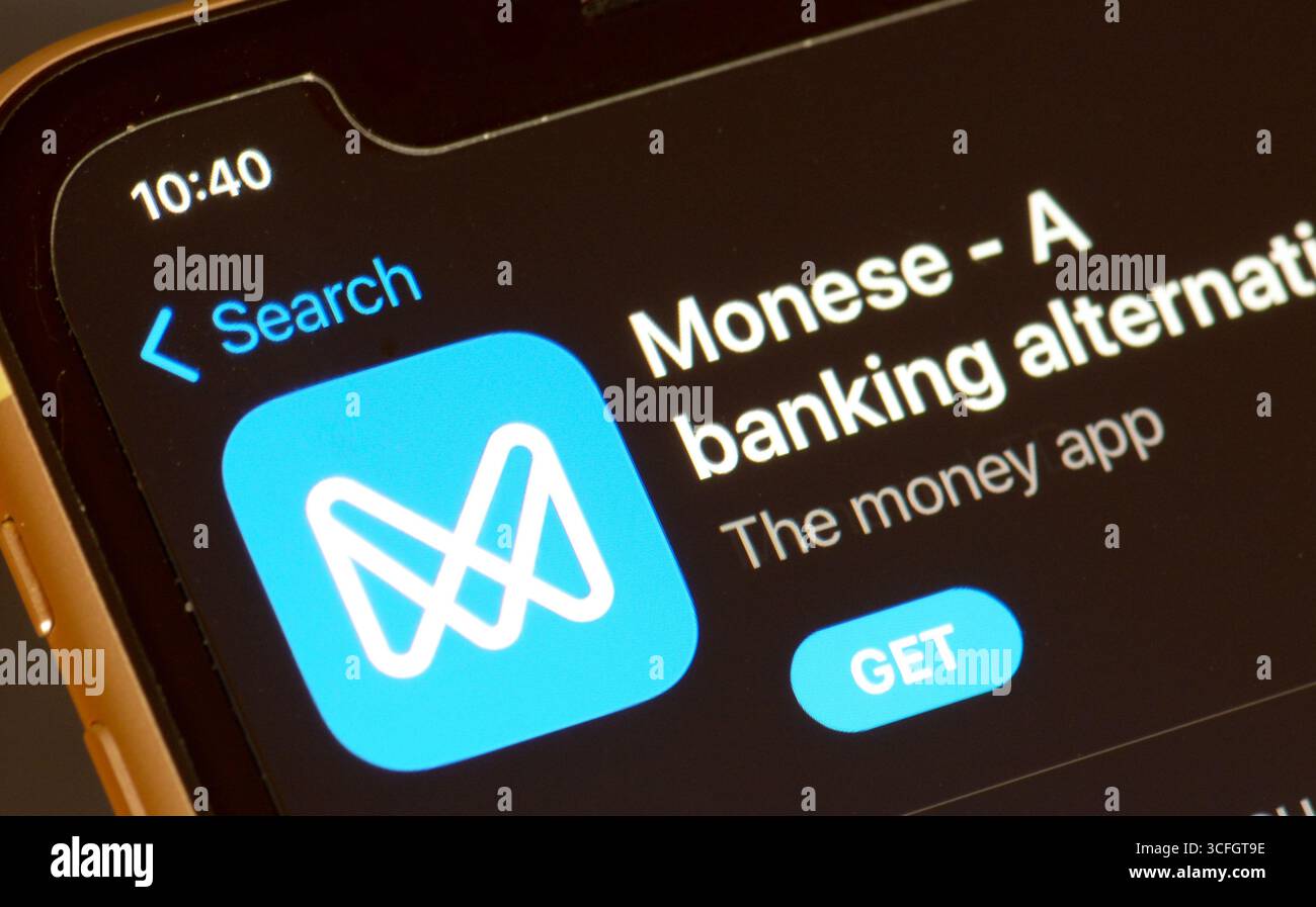 Monese - Un'app bancaria alternativa nell'Apple App Store Foto Stock