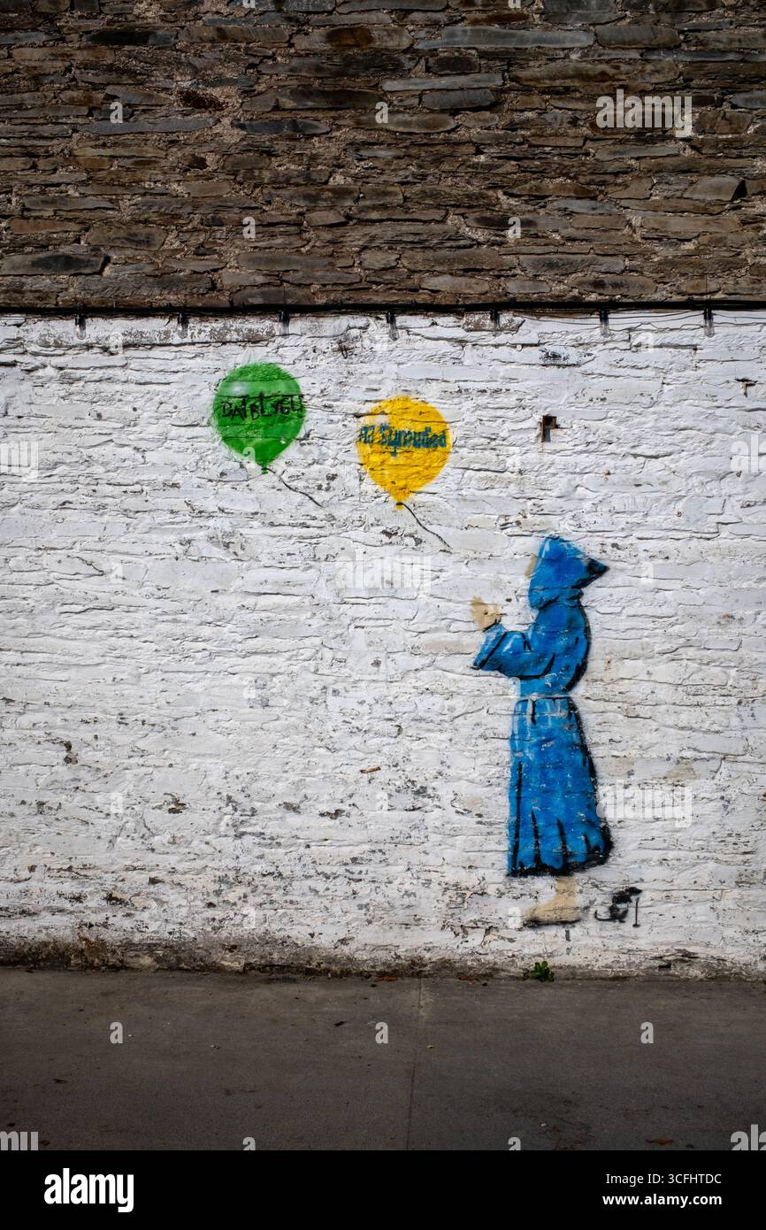 Street Art a Cardigan, Galles occidentale Foto Stock