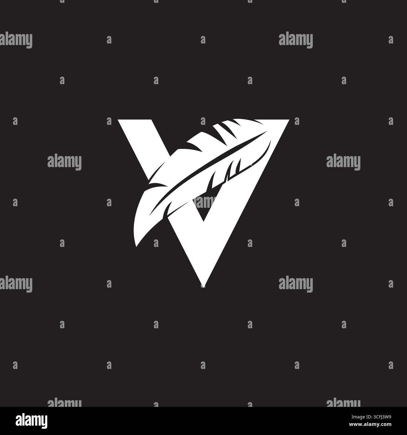 lettera v semplice una piuma semplice vettore geometrico del logo Illustrazione Vettoriale