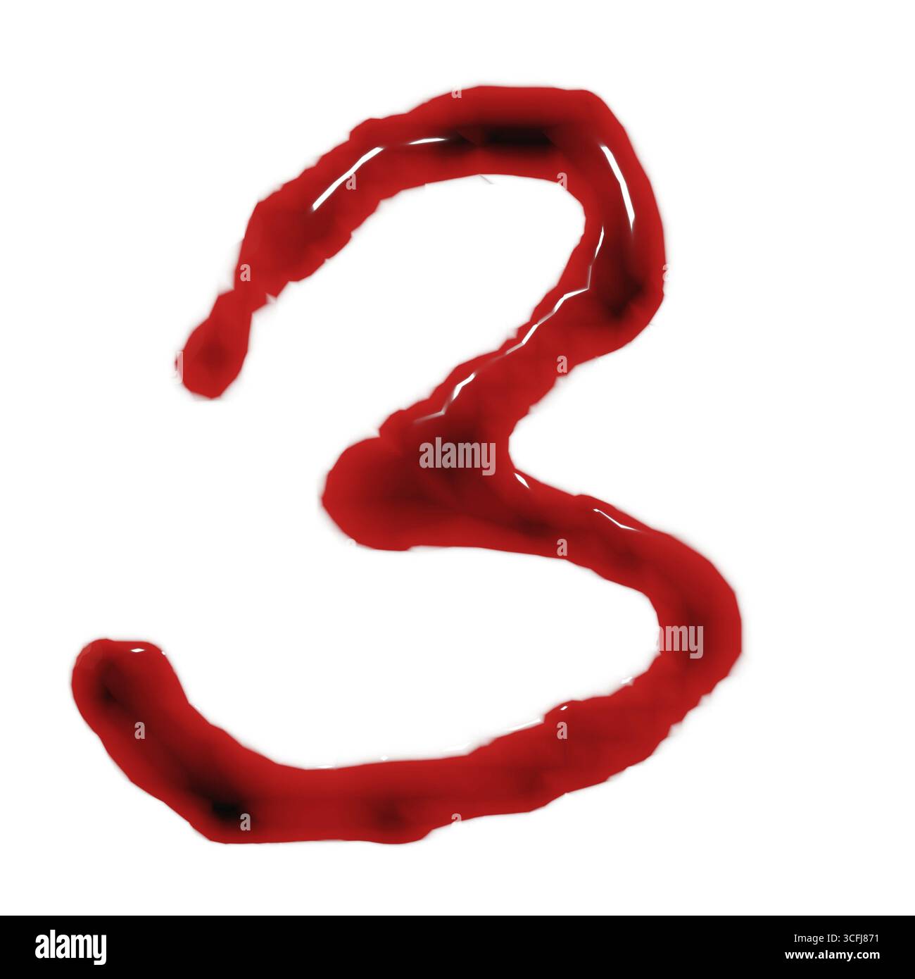 Isolamento su rendering 3d bianco dei numeri di liquido di vino rosso sangue Foto Stock