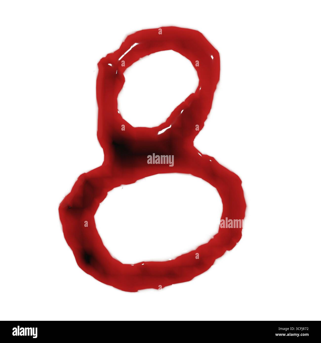 Isolamento su rendering 3d bianco dei numeri di liquido di vino rosso sangue Foto Stock