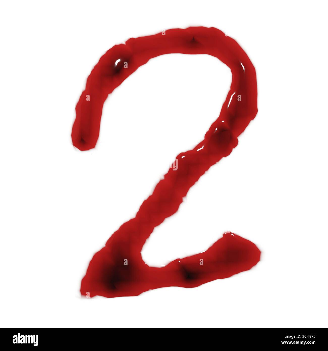 Isolamento su rendering 3d bianco dei numeri di liquido di vino rosso sangue Foto Stock