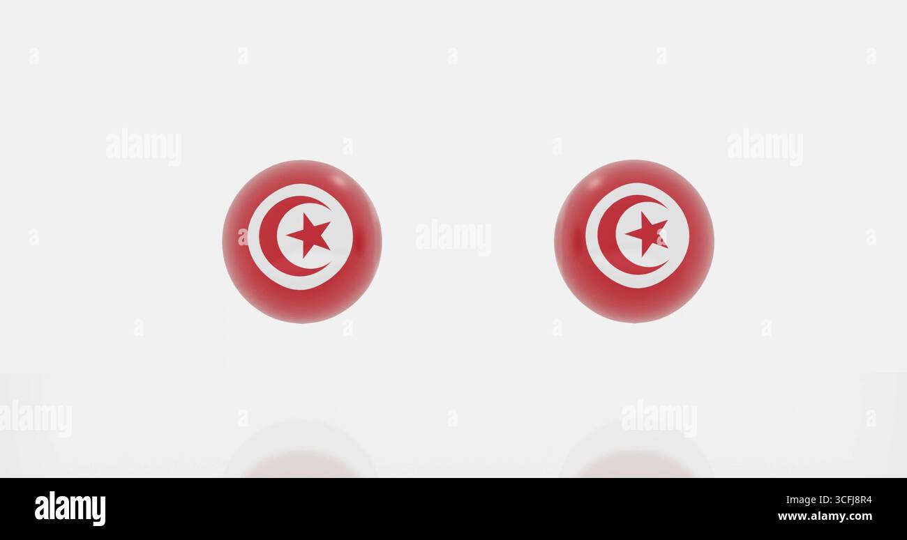 rendering 3d della bandiera del globo in tunisia per icona o simbolo Foto Stock