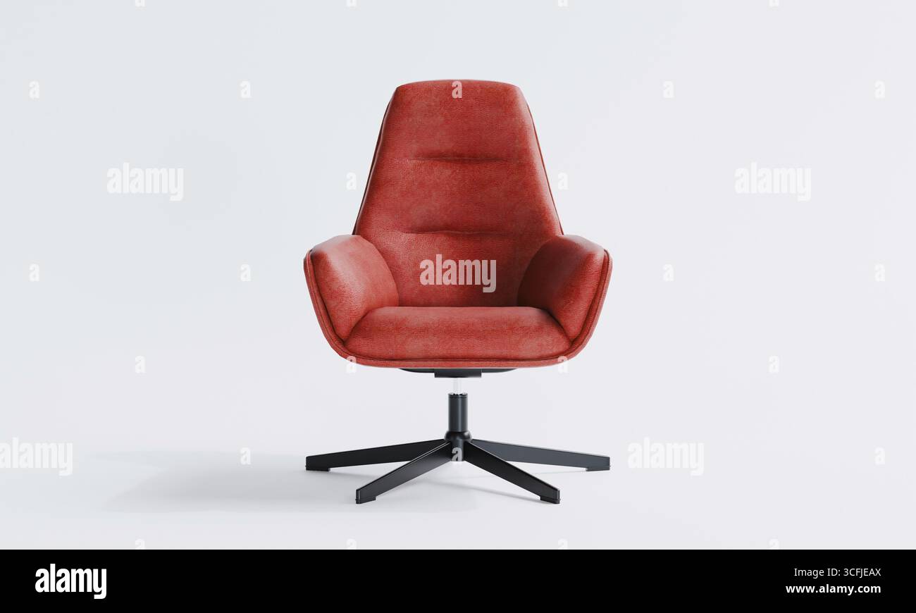 rendering 3d della sedia in pelle girevole isolata su sfondo bianco Foto Stock