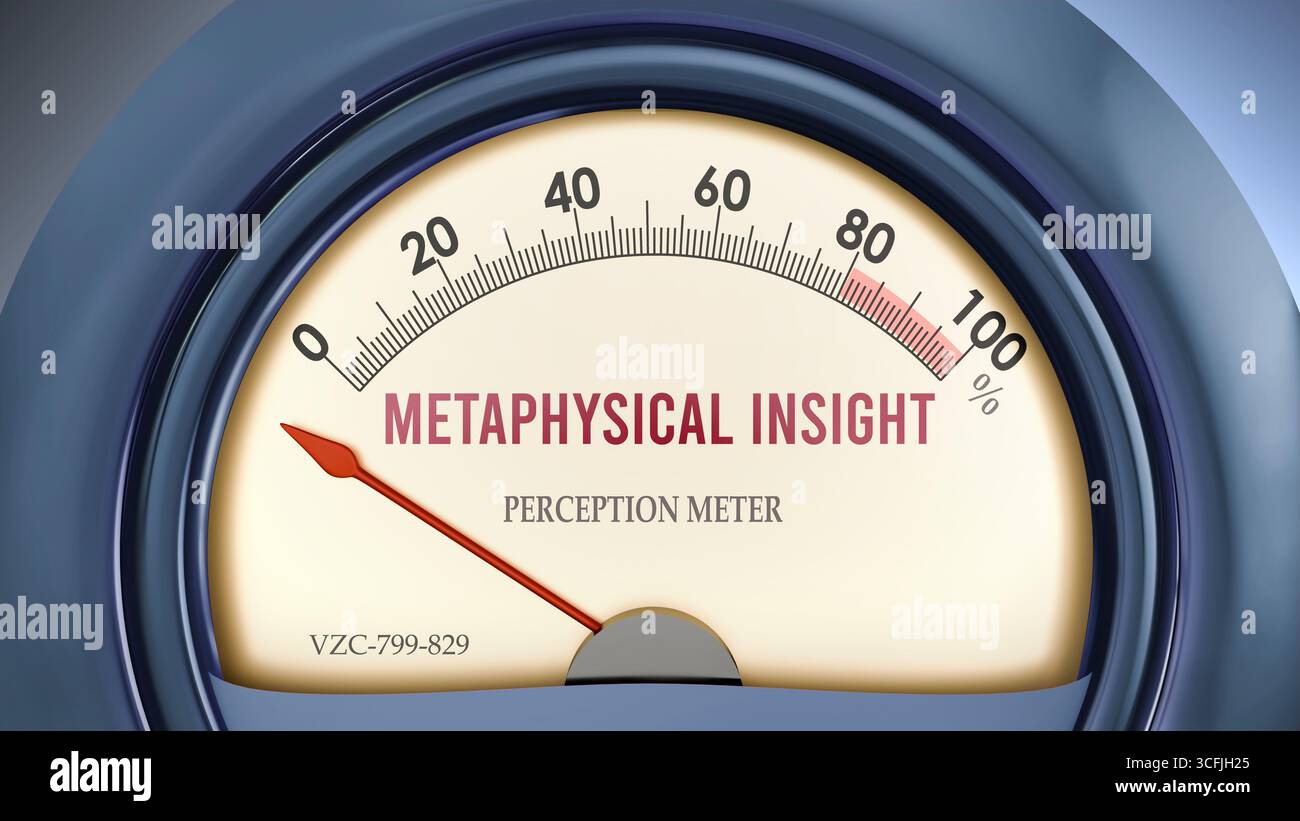 Misuratore metafisico di Insight and Perception che colpisce meno di zero, mostrando un livello estremamente basso di intuizione metafisica, niente di tutto questo, insufficiente. Foto Stock